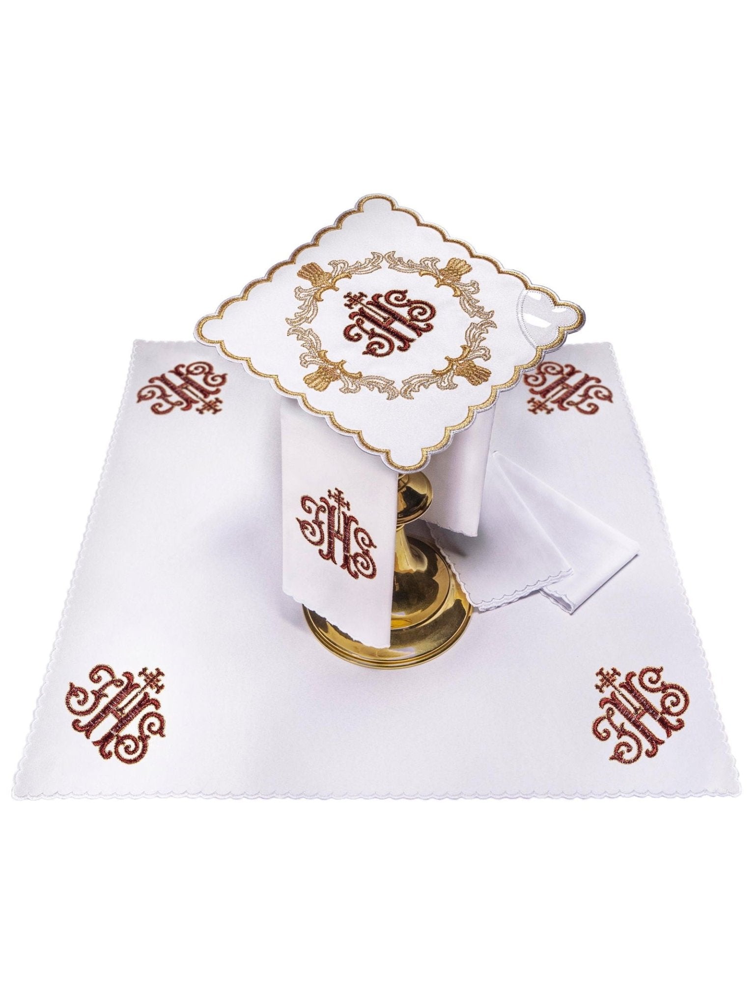 Juego de altar con bordado rojo KK/038 - CASULLAS.ES