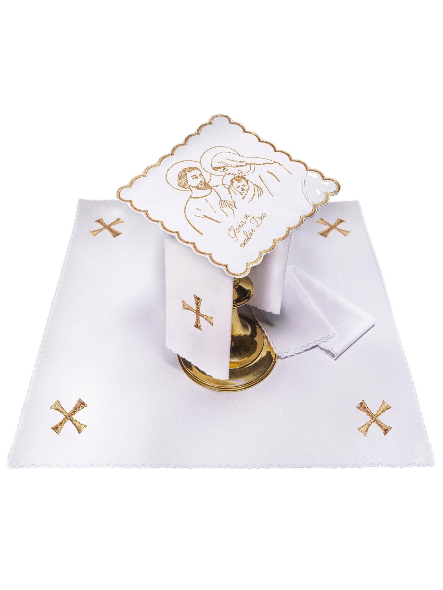 Juego de altar con bordados dorados para Navidad KK/118 - CASULLAS.ES