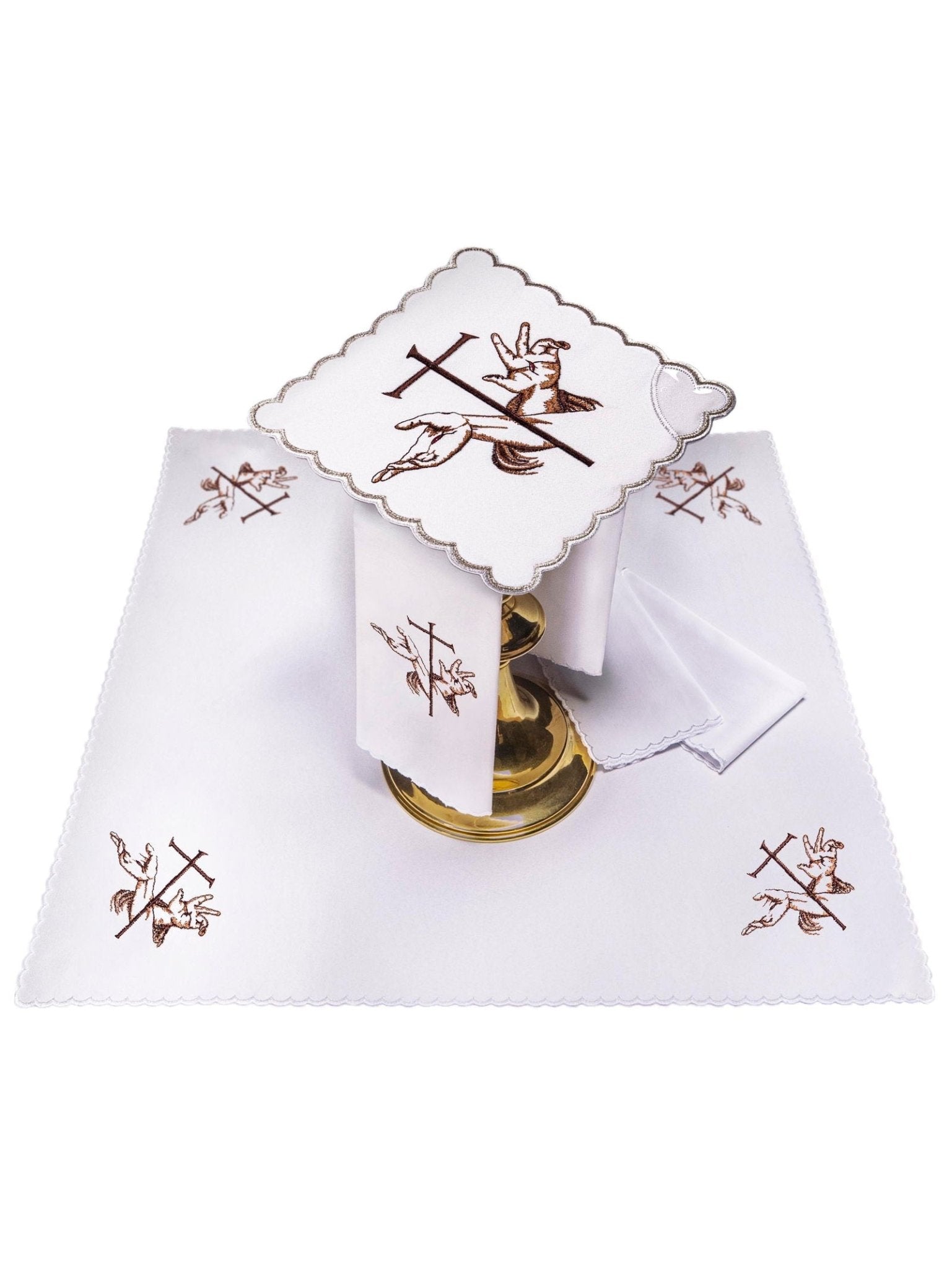 Juego de altar con un símbolo bordado franciscano KK/022 - CASULLAS.ES