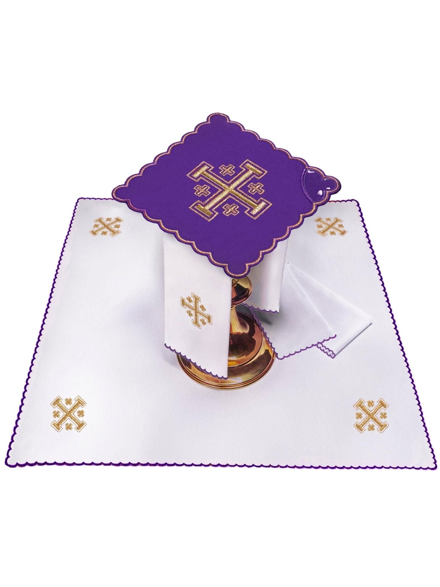 Juego de altar Cruz de Jerusalén bordada Morado KK/030/03 - CASULLAS.ES