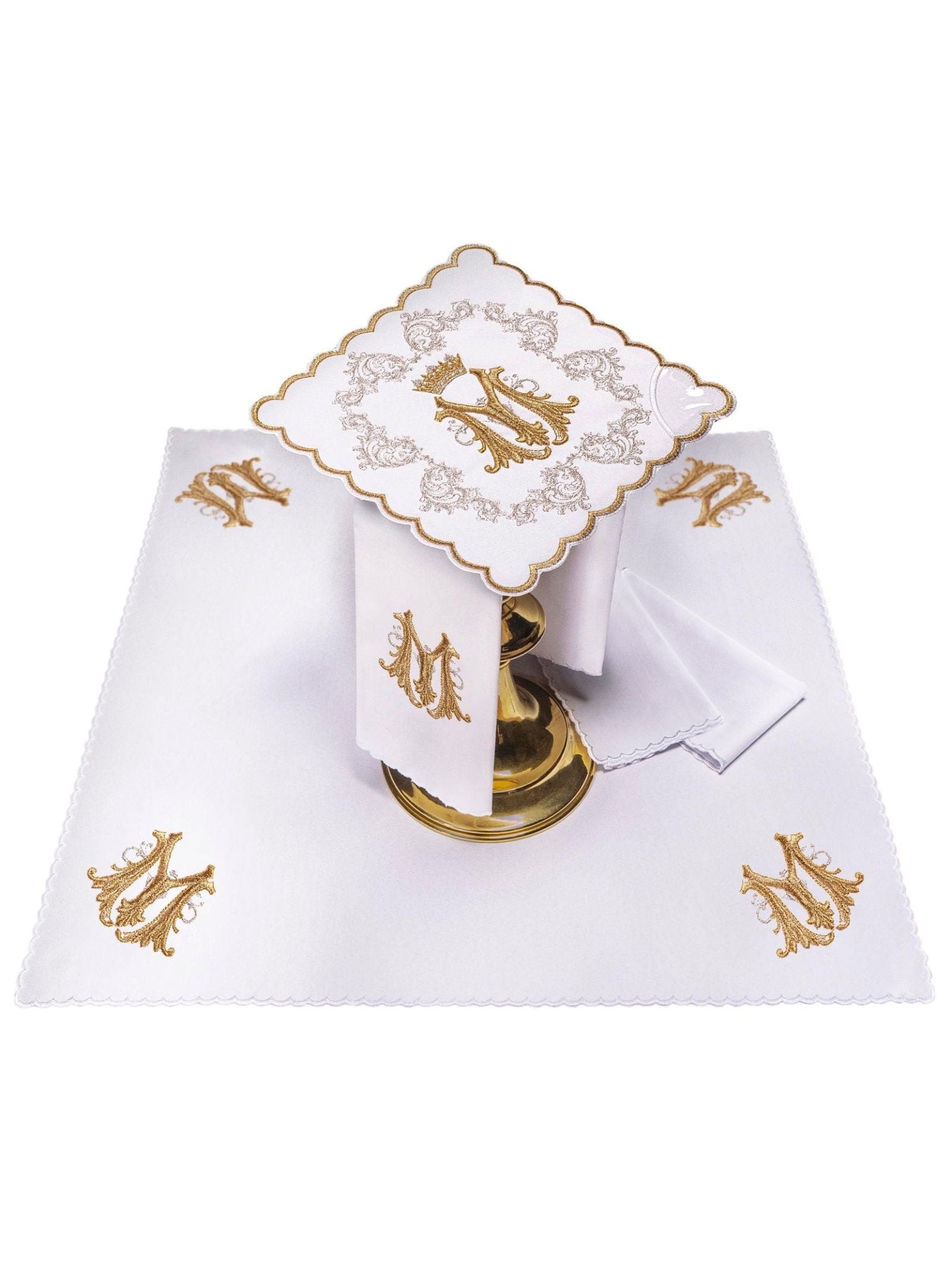 Juego de altar dorado con bordado mariano KK/160 - CASULLAS.ES