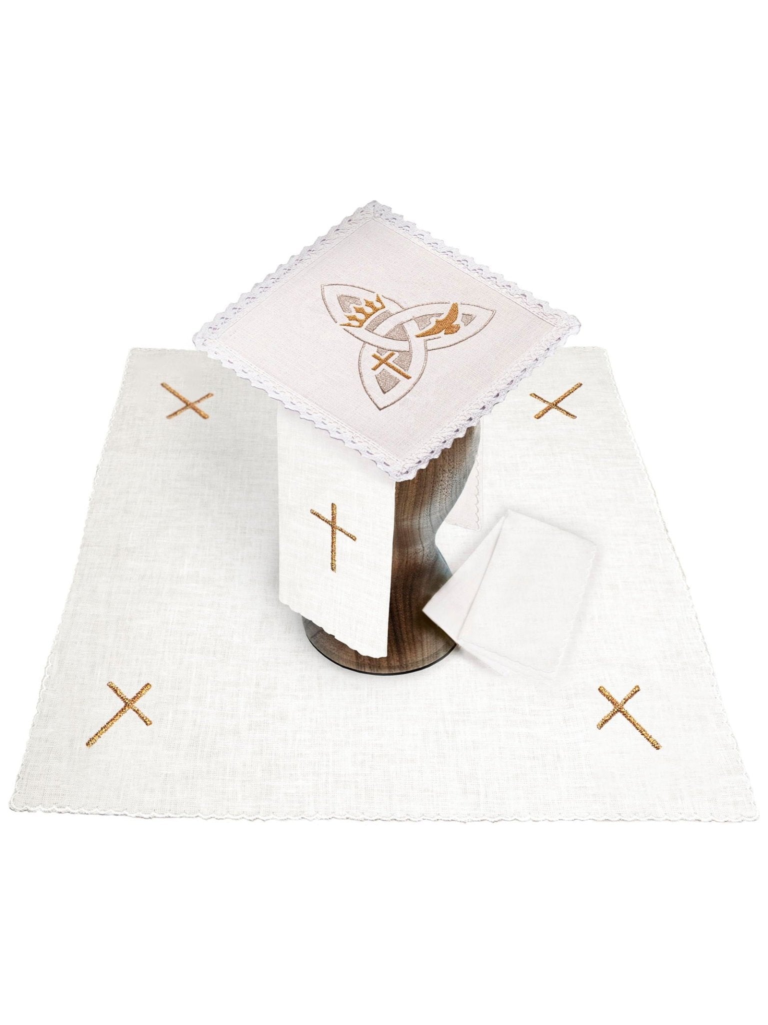 Juego de altar lino bordado Alfa y Omega KKL/171 - CASULLAS.ES