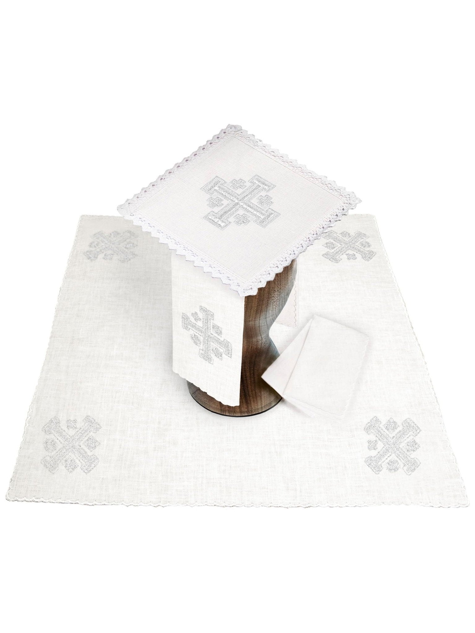Juego de altar lino bordado Cruz de Jerusalén KKL/030/C2 - CASULLAS.ES