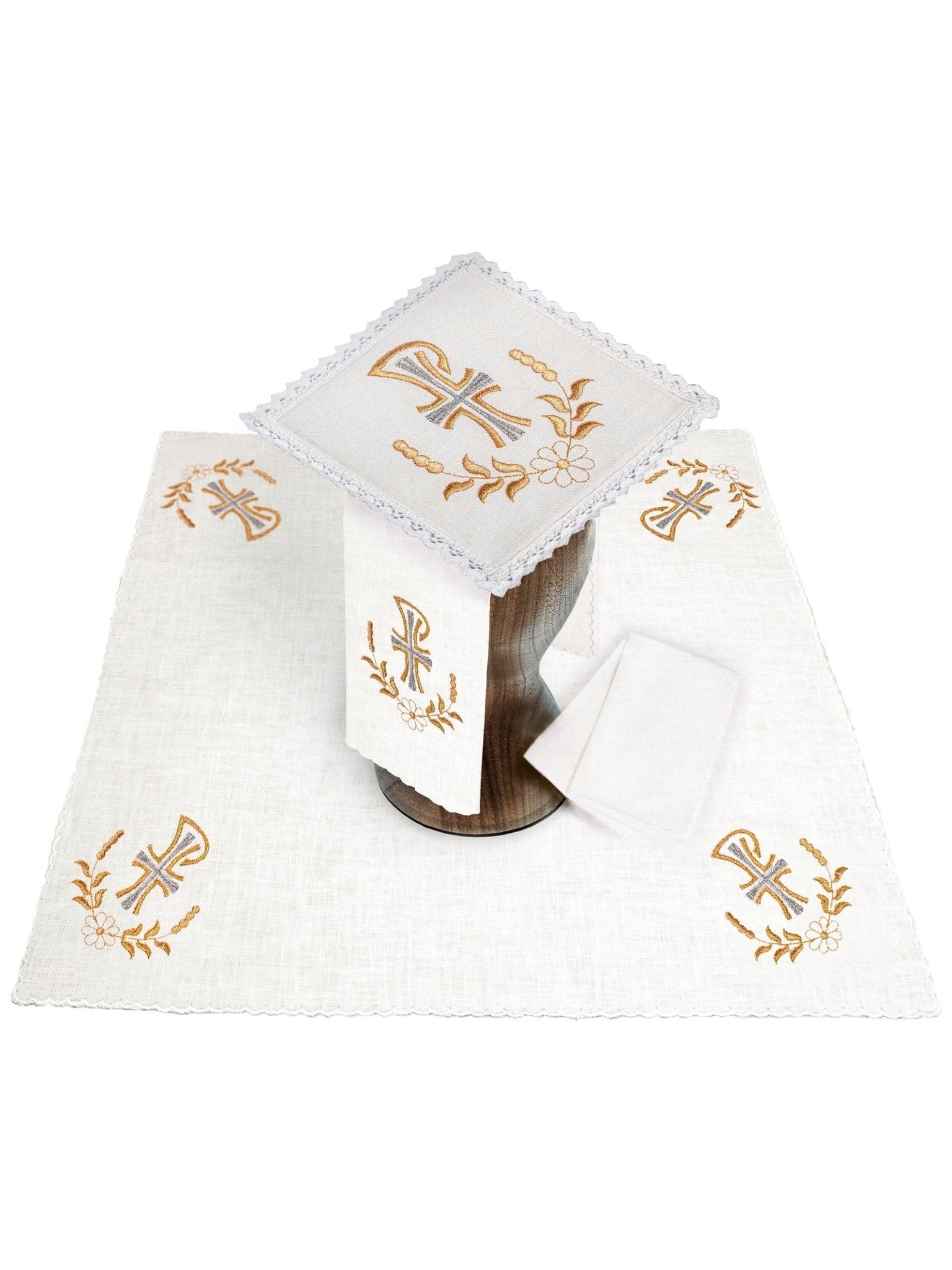 Juego de altar lino bordado dorado PAX KKL/073 - CASULLAS.ES