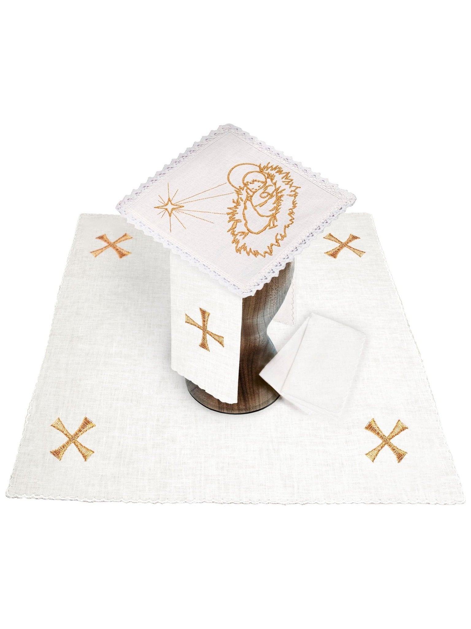 Juego de altar lino bordado para Navidad KKL/124 - CASULLAS.ES