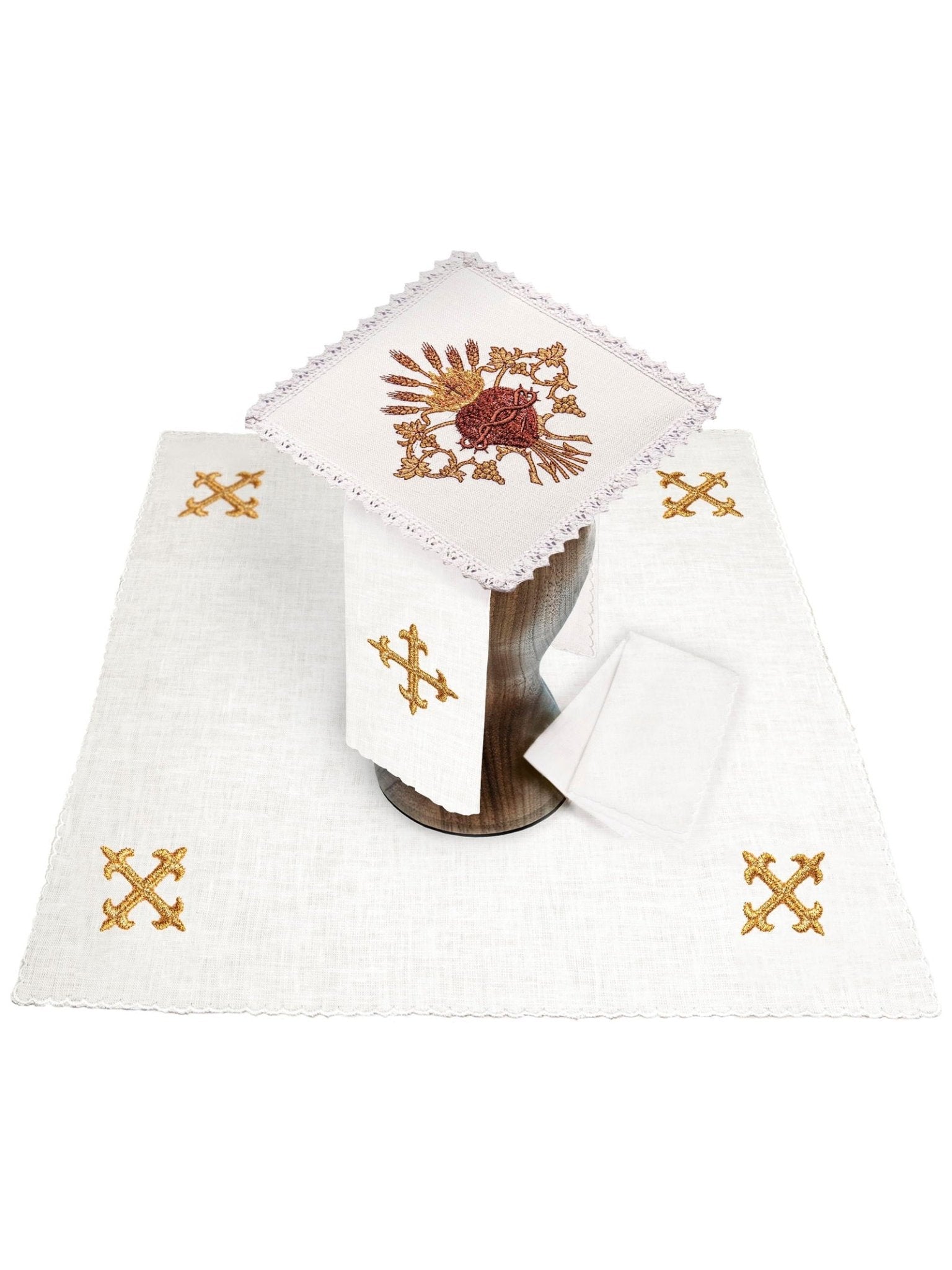 Juego de altar lino con bordado Cáliz KKL/167 - CASULLAS.ES