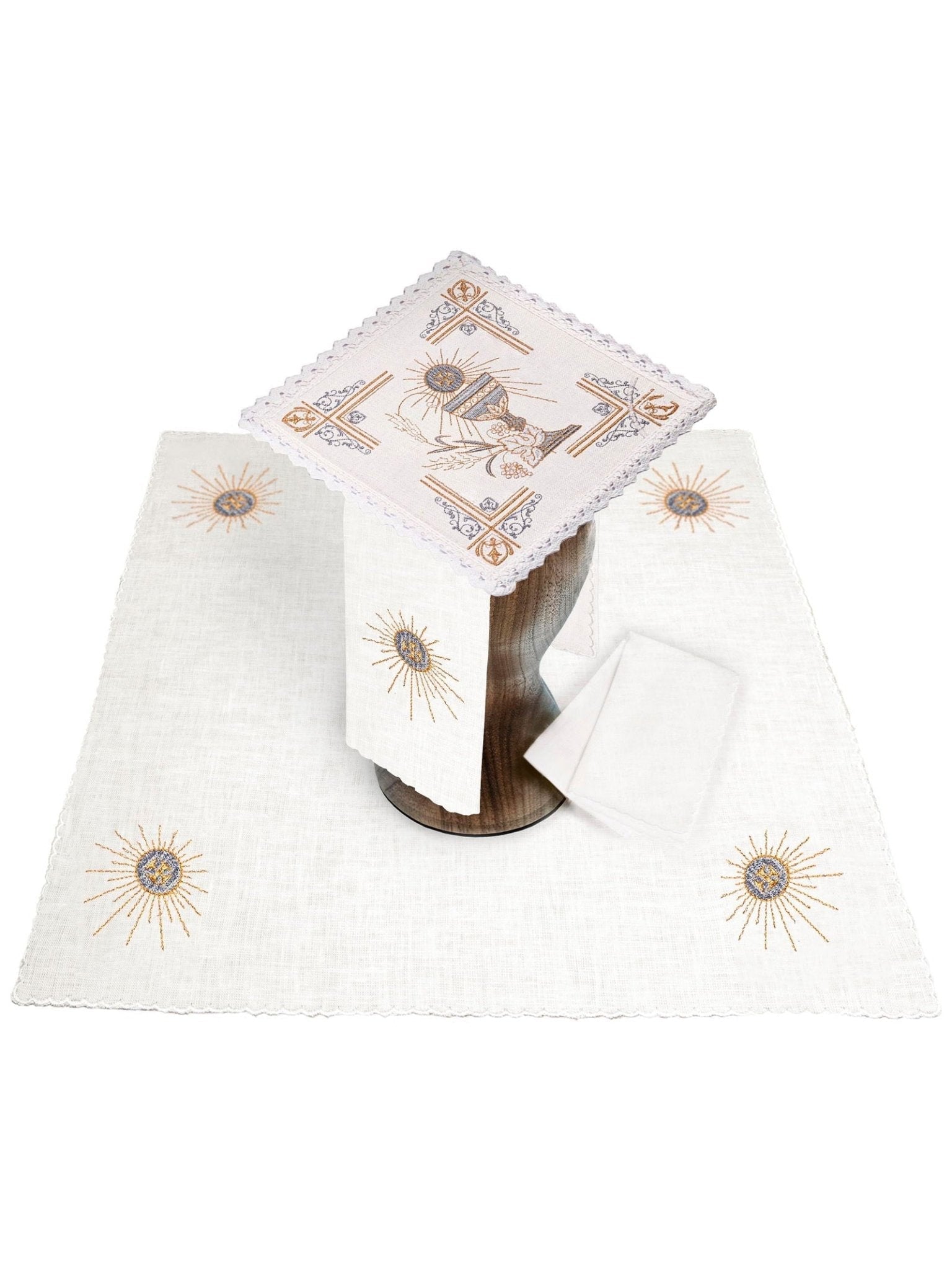 Juego de altar lino con bordado Cáliz KKL/163 - CASULLAS.ES
