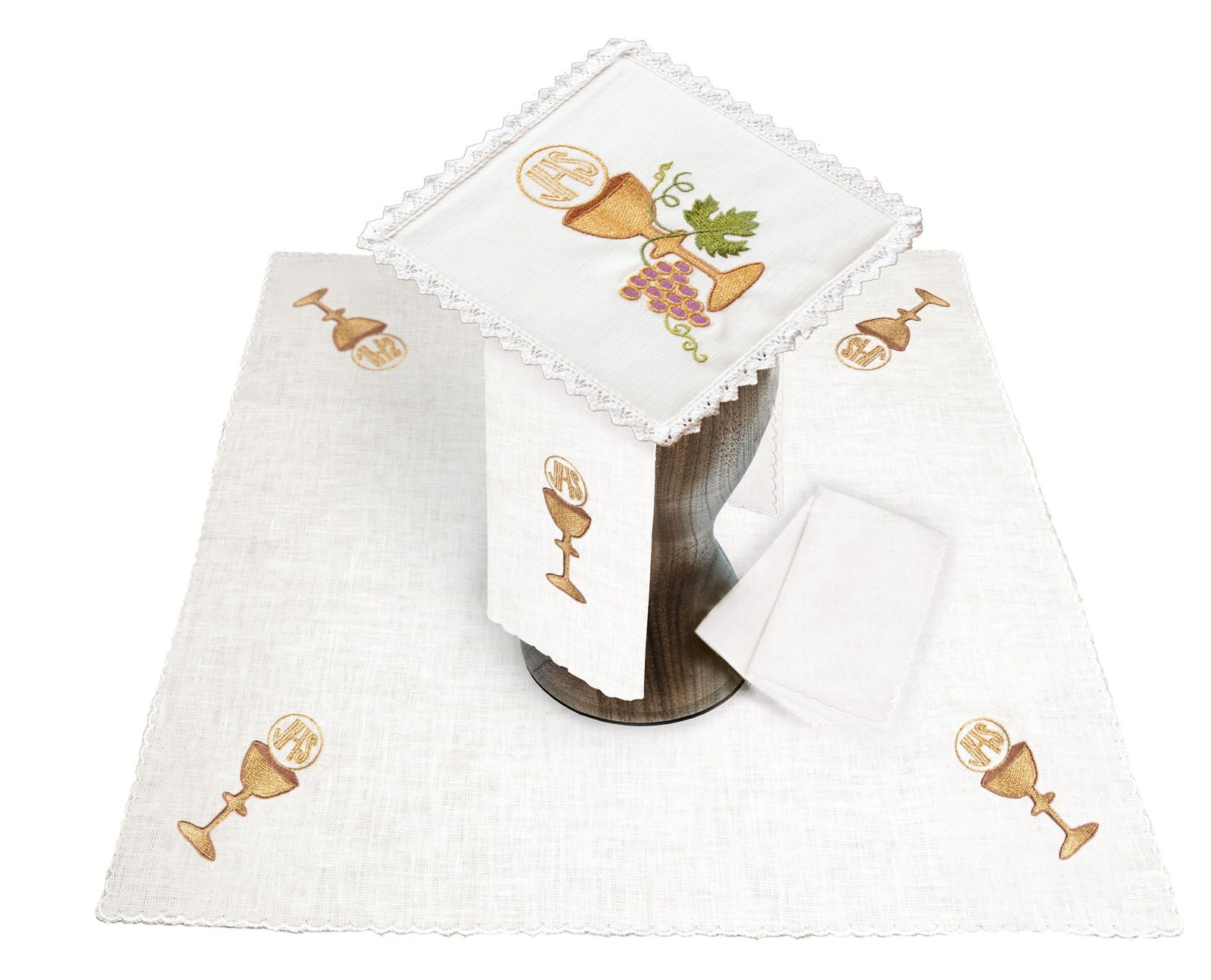 Juego de altar lino con bordado Cáliz KKL/058/04/LEN - CASULLAS.ES
