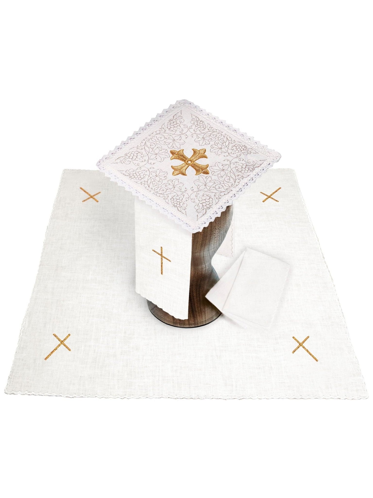Juego de altar lino con bordado Cruz KKL/149 - CASULLAS.ES