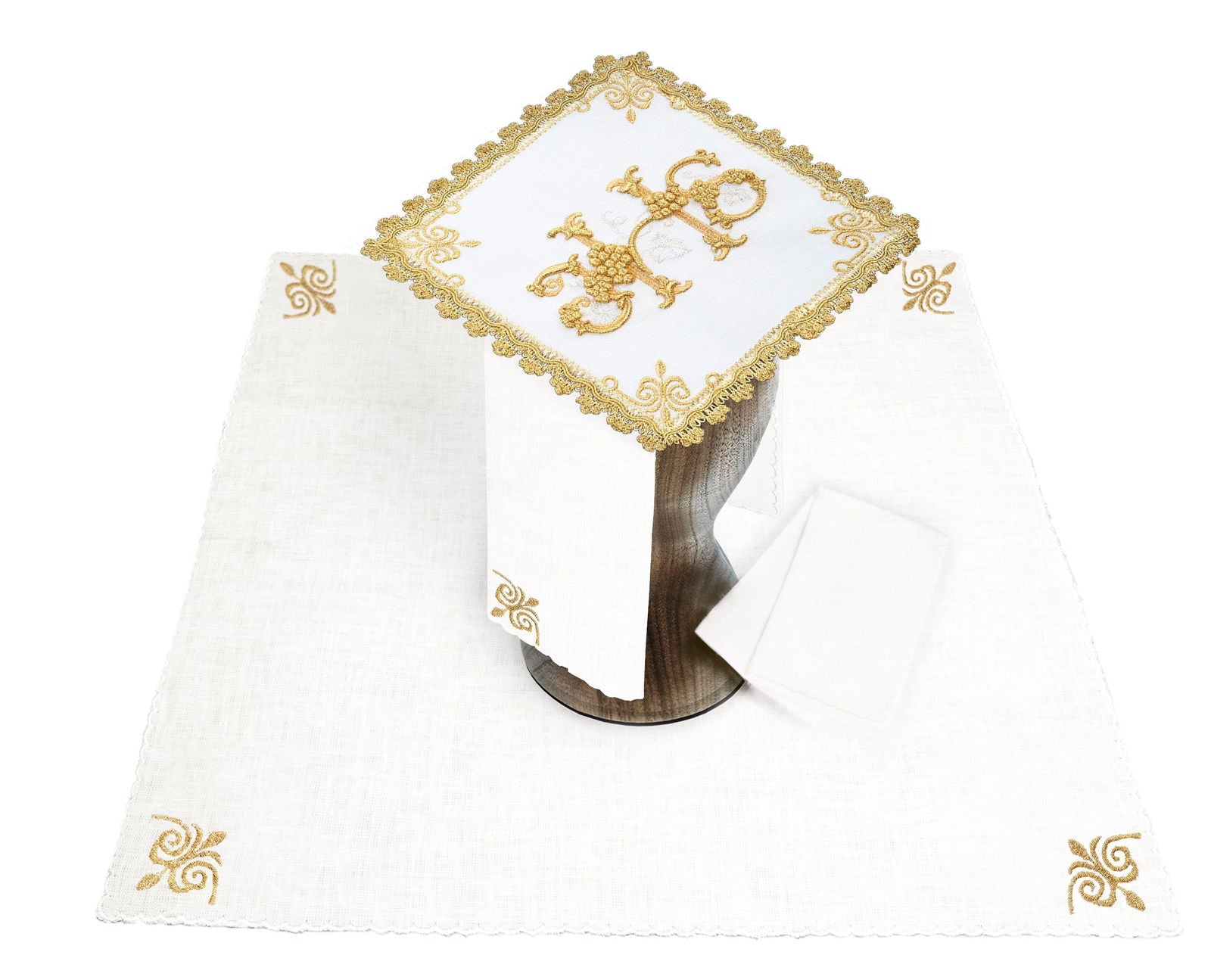 Juego de altar lino con bordado IHS HA/5011 - CASULLAS.ES