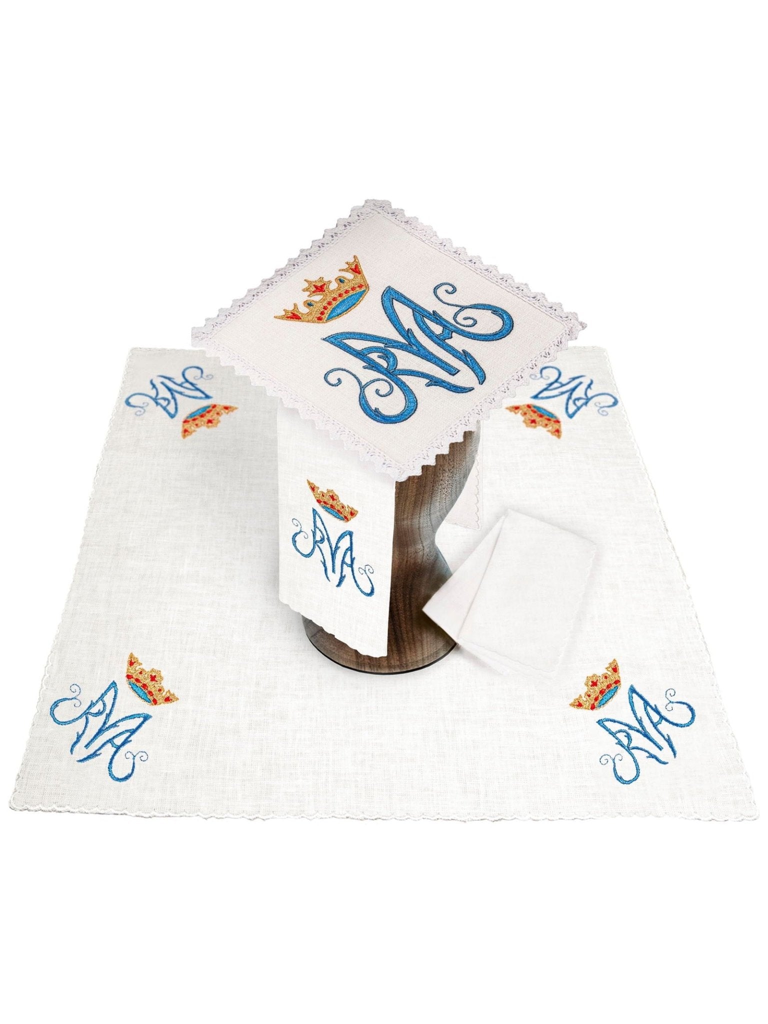 Juego de altar lino con bordado Mariano KKL/003/C1 - CASULLAS.ES