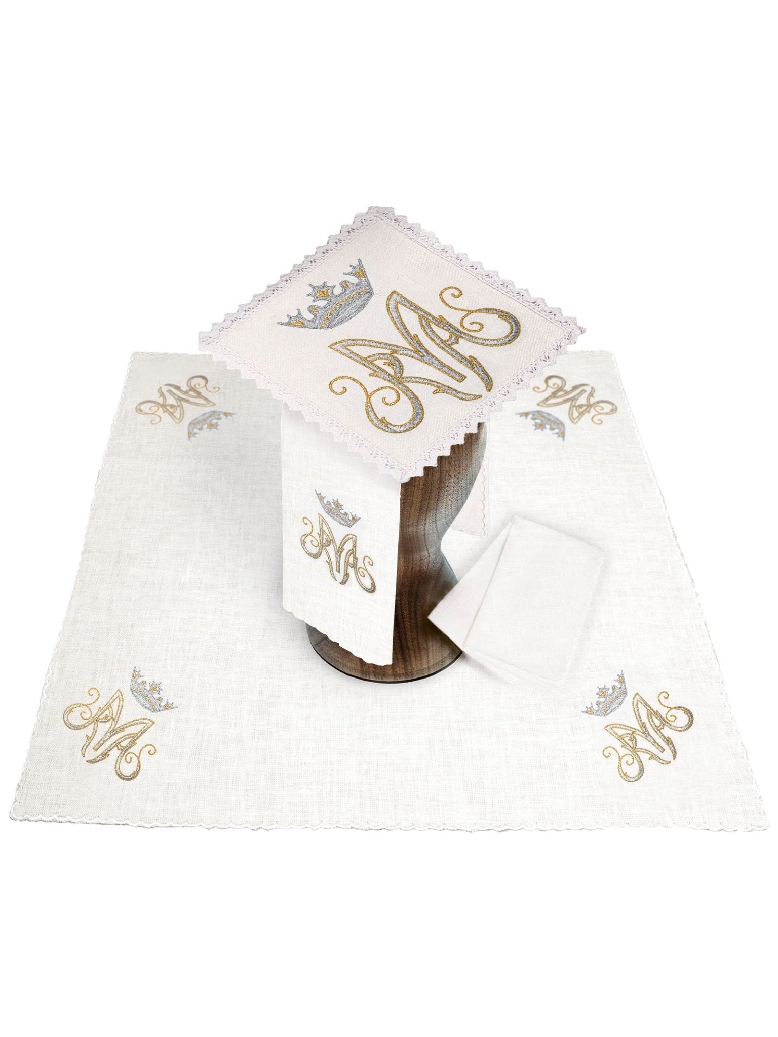 Juego de altar lino con bordado Mariano KKL/003/C2 - CASULLAS.ES