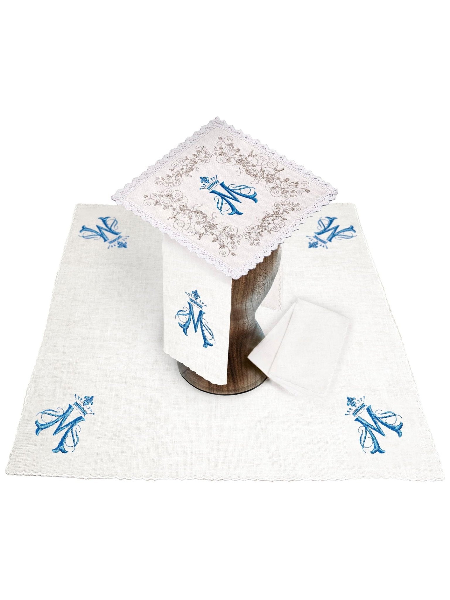 Juego de altar lino con bordado Mariano KKL/161 - CASULLAS.ES