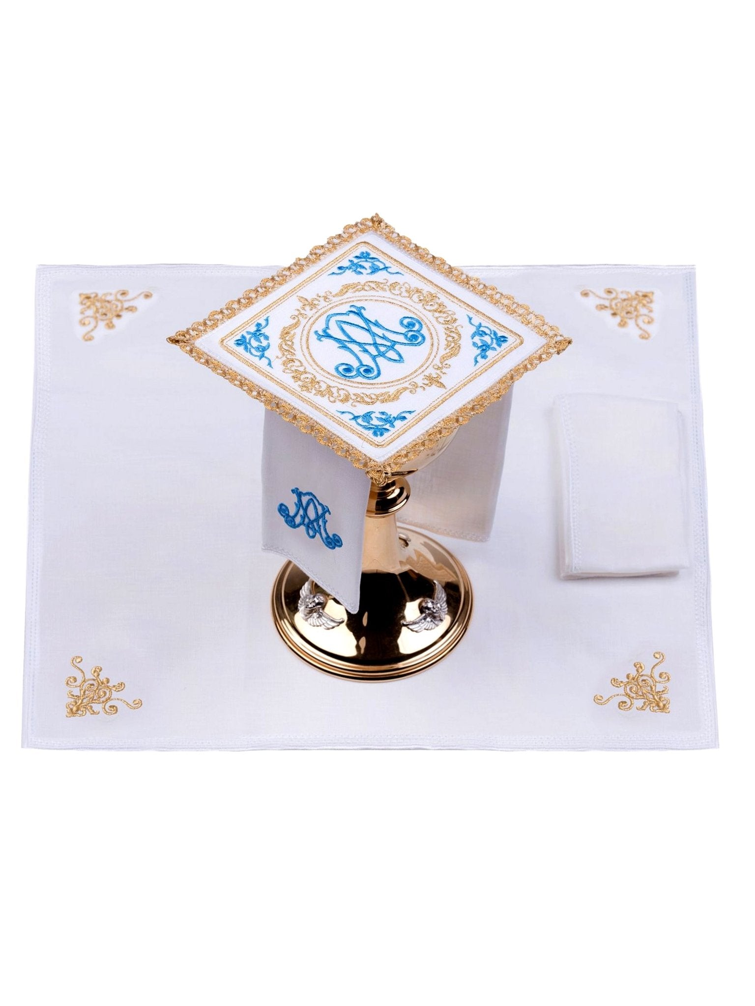 Juego de altar lino con motivo mariano S - 5016 - CASULLAS.ES