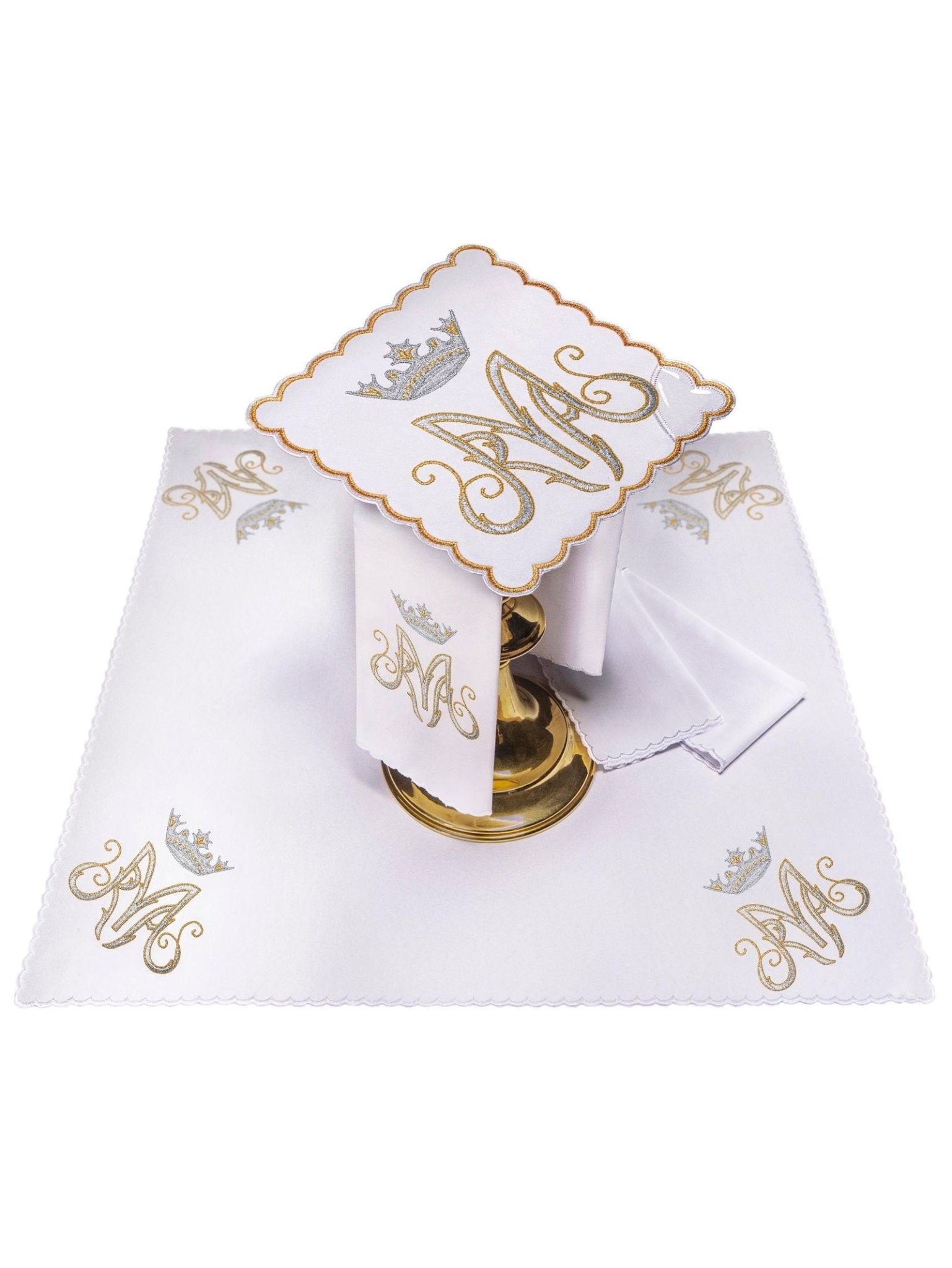 Juego de altar Mariano con bordado dorado KK/003/C2 - CASULLAS.ES