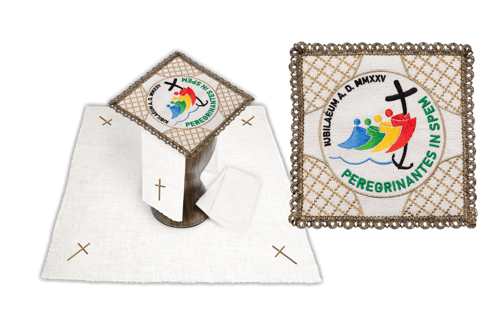Juego de Lienzos para el Cáliz con el logotipo del JUBILEO ROMA 2025 JR/015/C2 - CASULLAS.ES