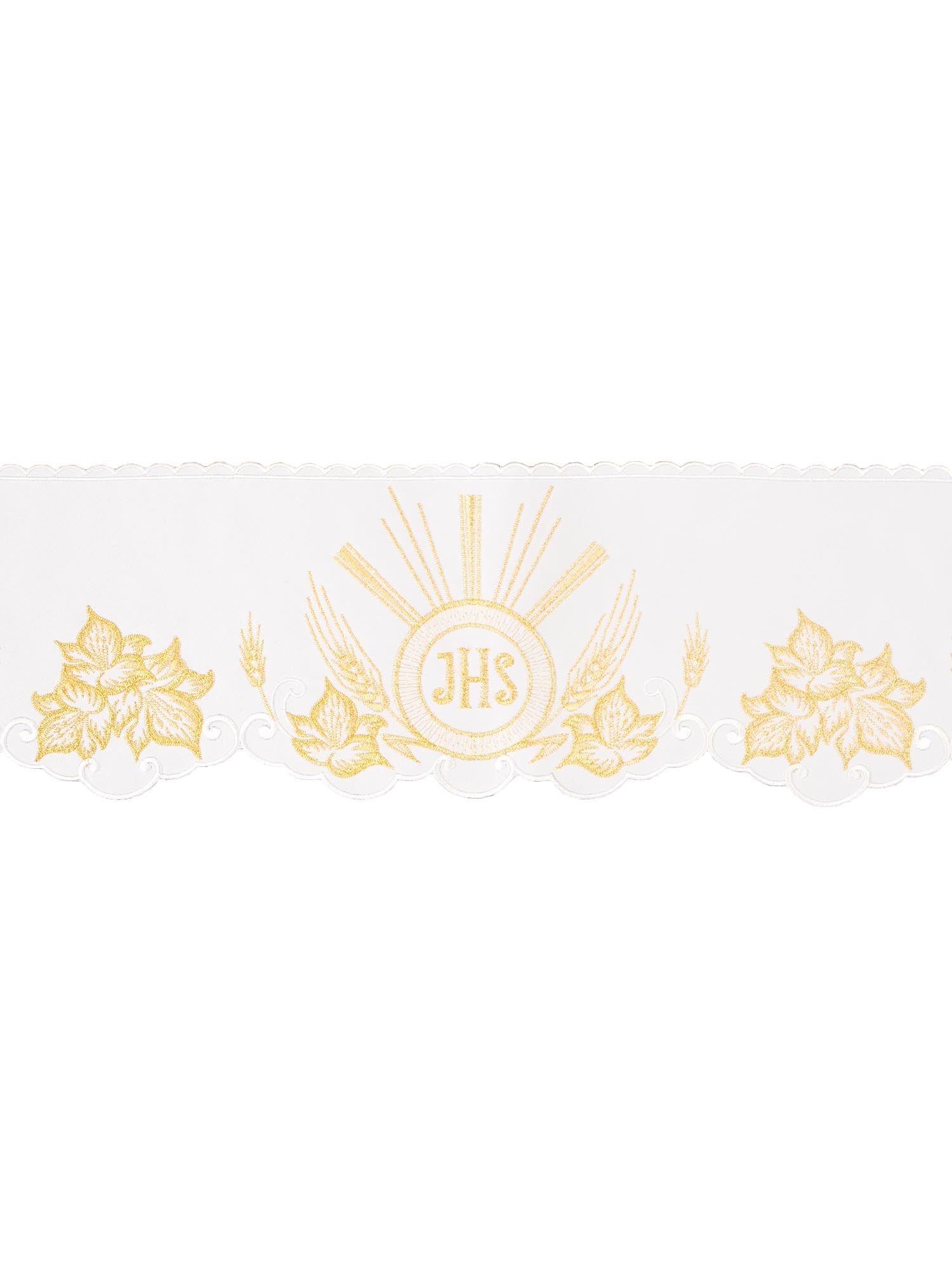 Puntilla de altar con bordado IHS - blanco