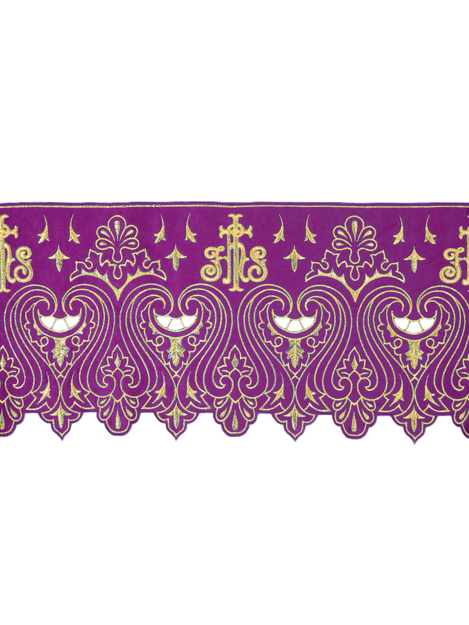 Puntilla de altar con bordado IHS - morado