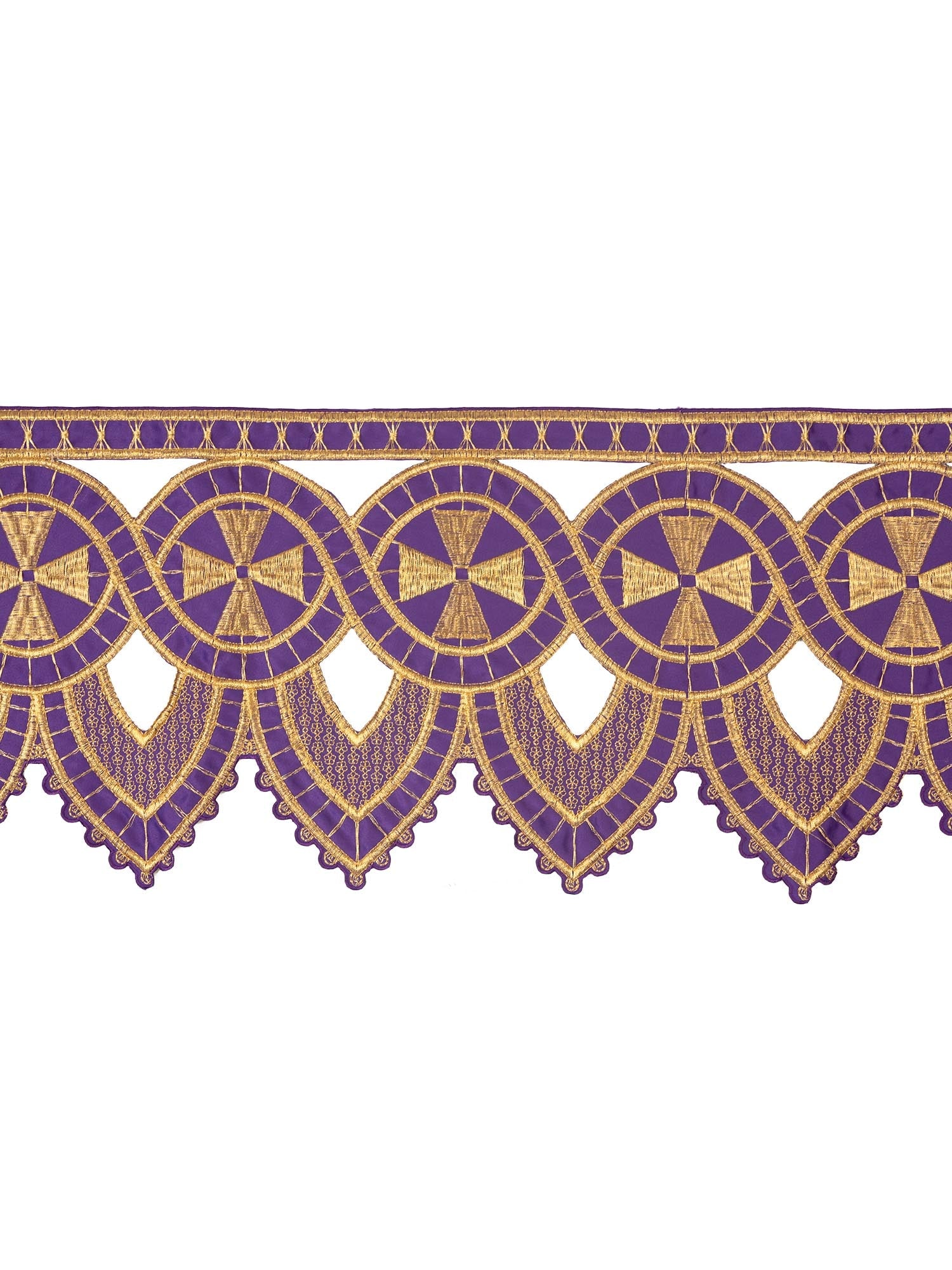 Puntilla de altar con bordado Cruz - morado