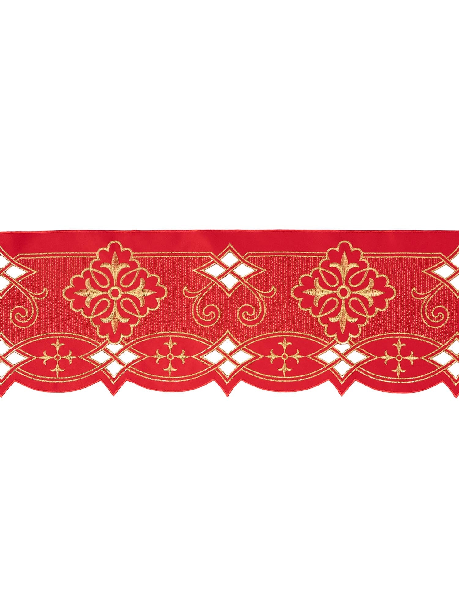 Puntilla de altar con bordado Rosetón - rojo