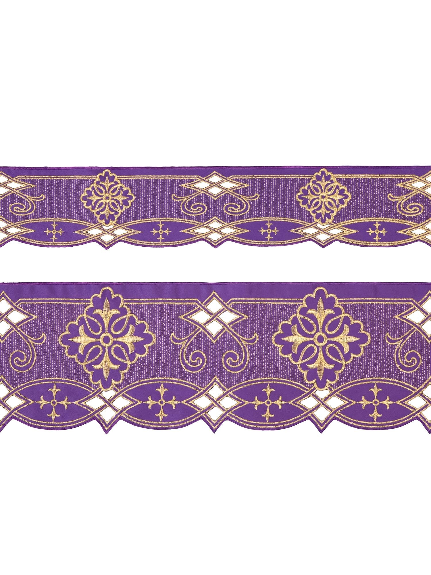 Puntilla de altar con bordado Rosetón - morado