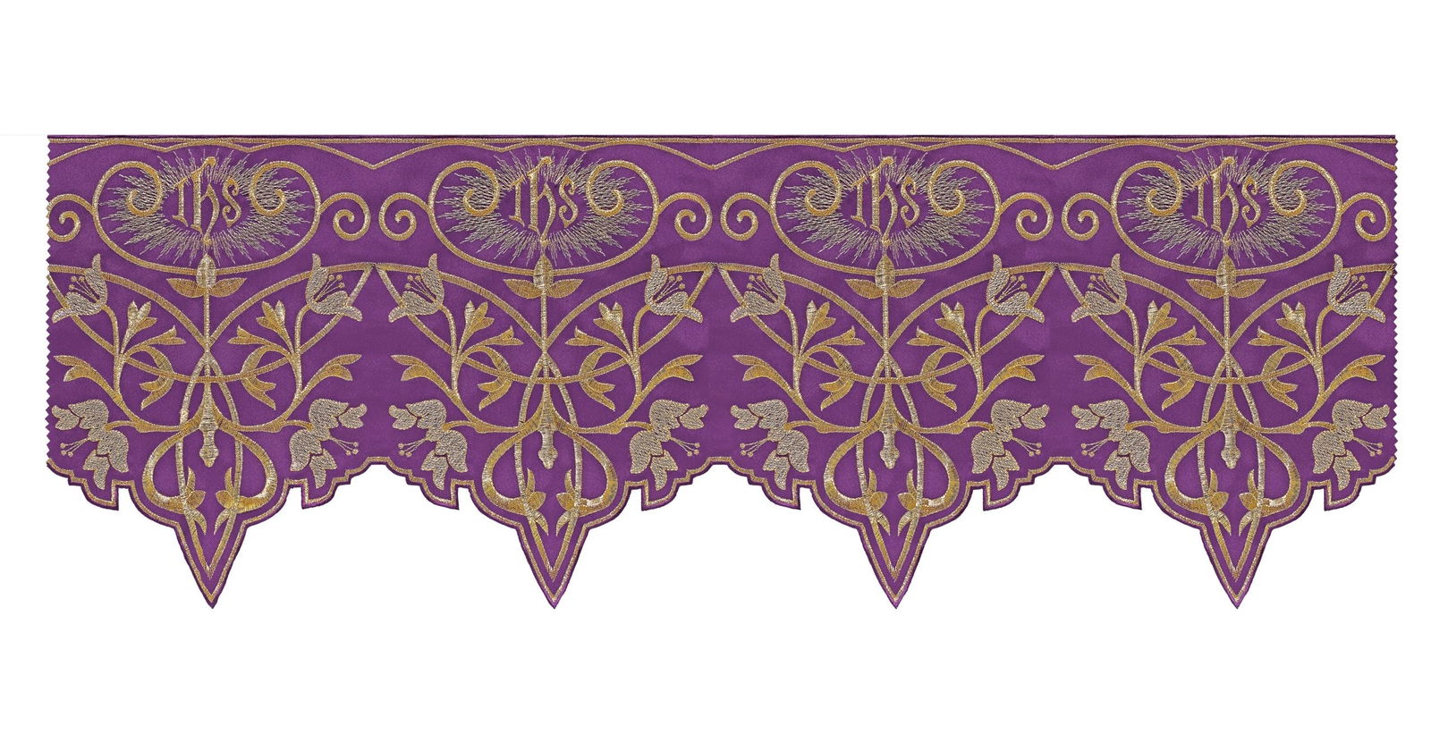 Puntilla de altar con bordado IHS - morado