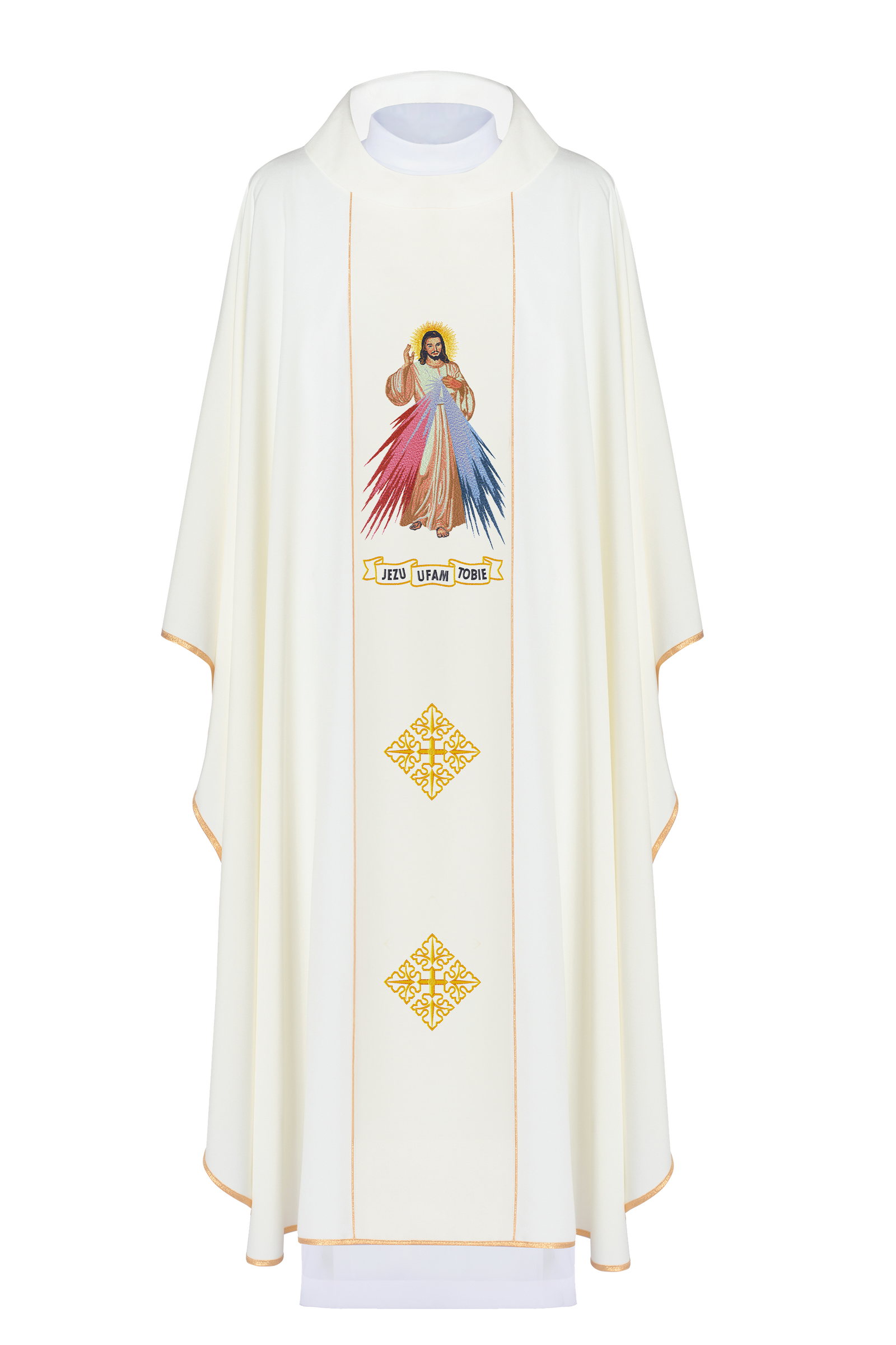 Casulla marfil con bordado Jesús misericordioso