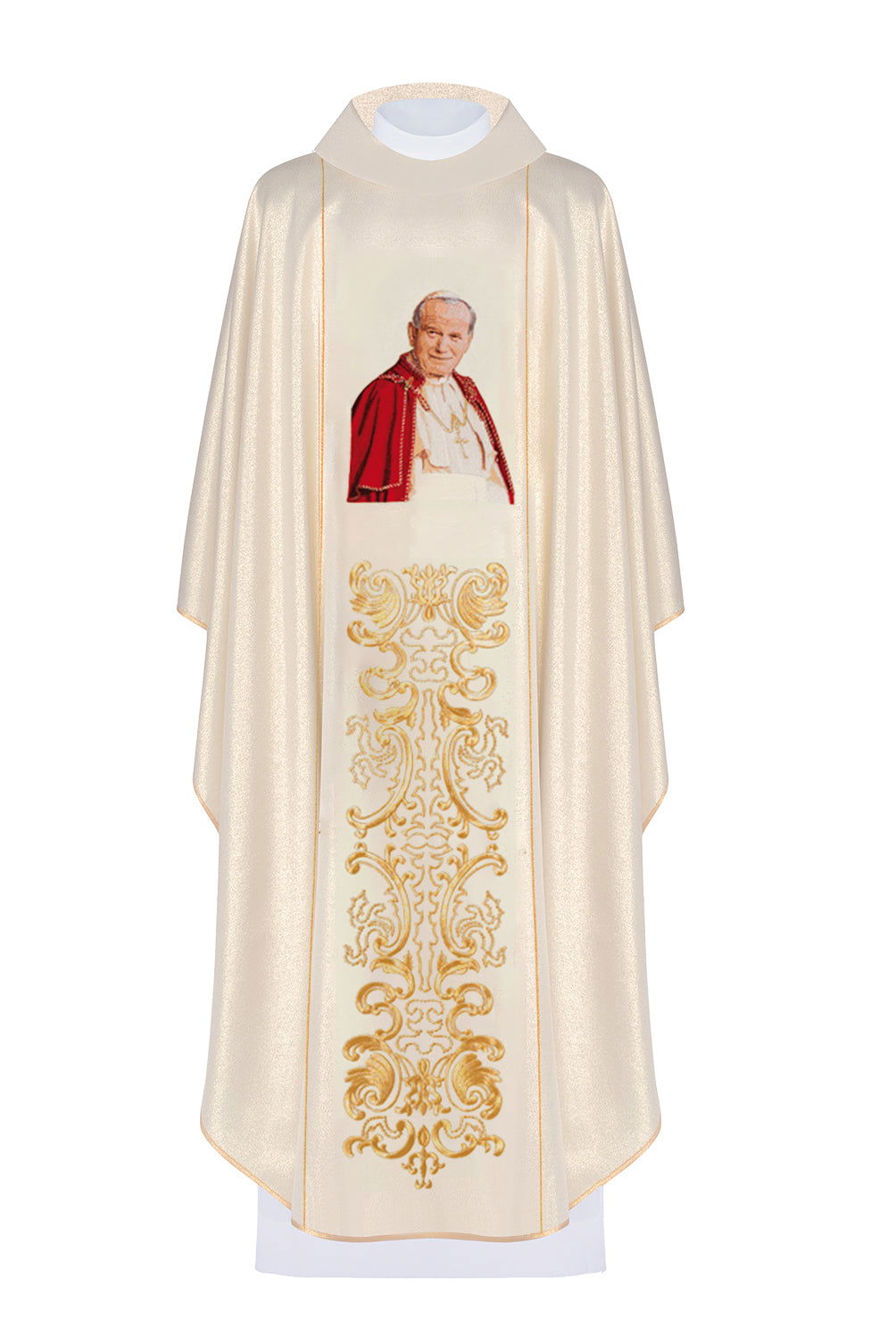 Casulla oro con bordado del Papa Juan Pablo II