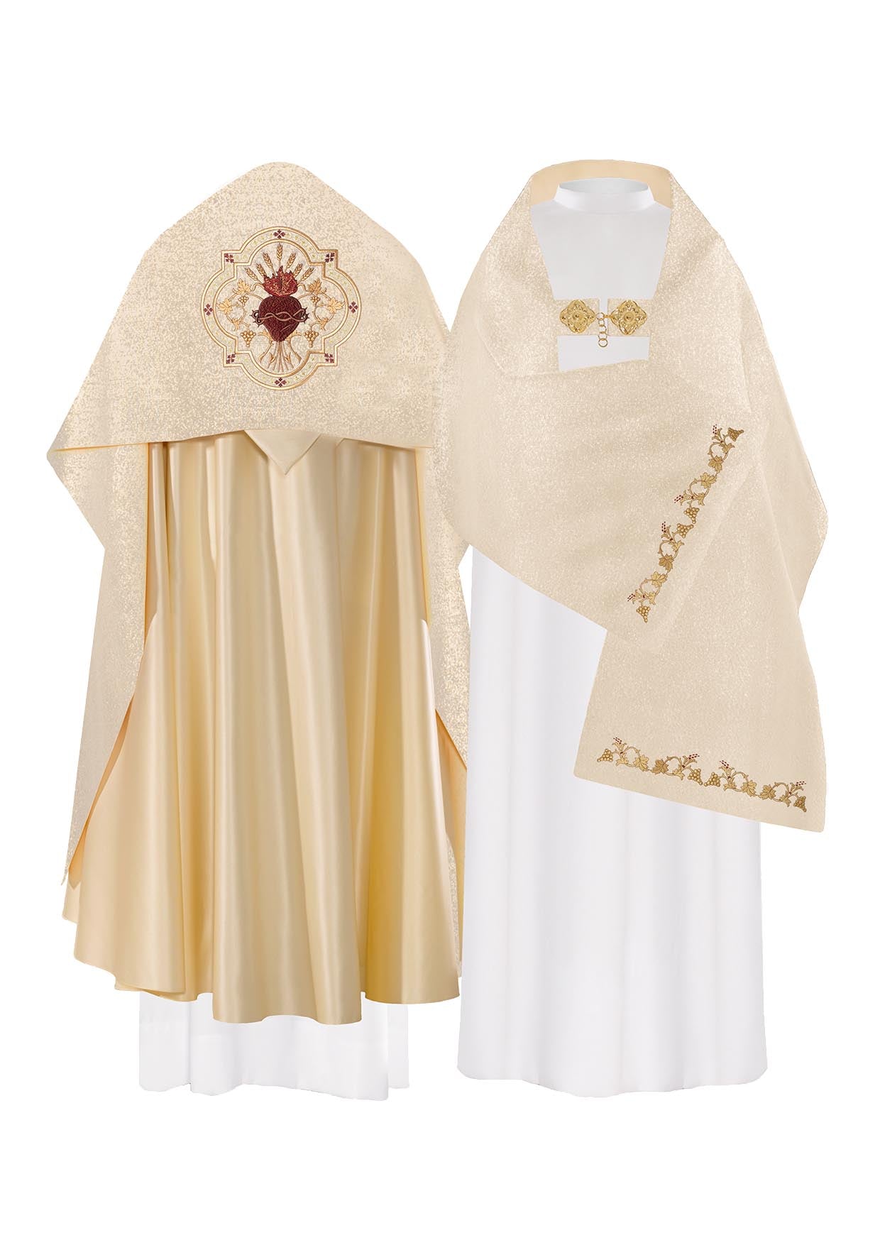 Paño De Hombros oro con bordado Corazón de Jesús KWL/027/10/37 50*270 ZŁOTY - CASULLAS.ES
