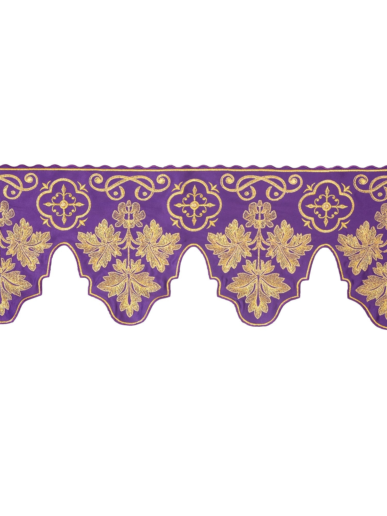 Puntilla de altar con bordado Cruz - morado KOM/039/03 19cm 3,5m - CASULLAS.ES