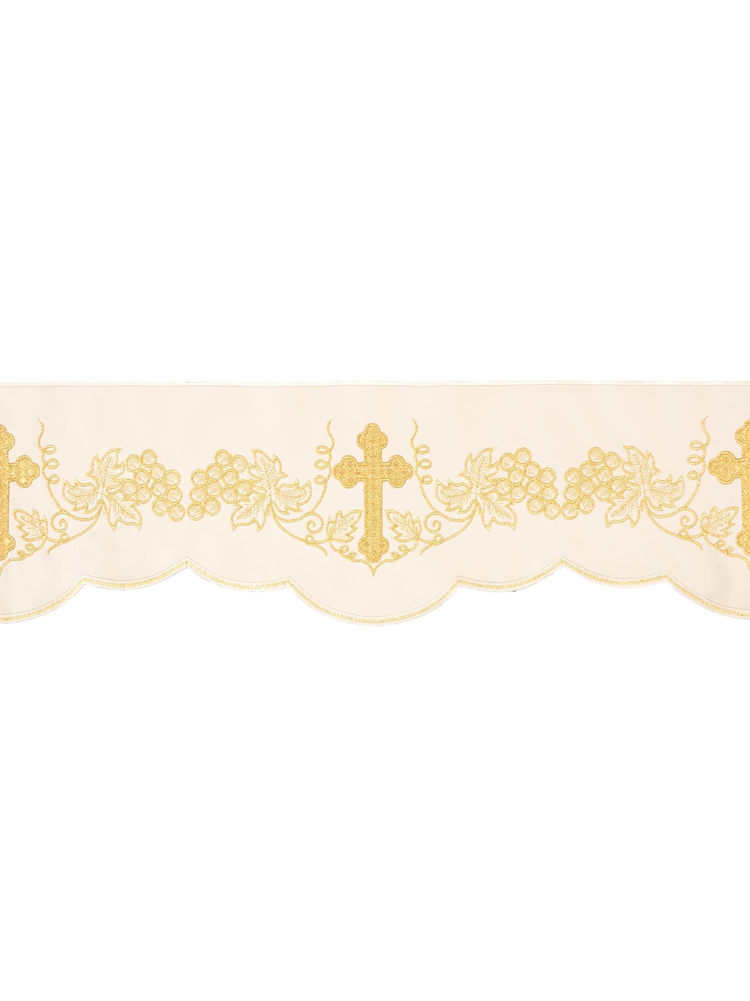 Puntilla de altar con bordado Cruz y Uvas - marfil KOM/020/05 15cm 3,5m - CASULLAS.ES
