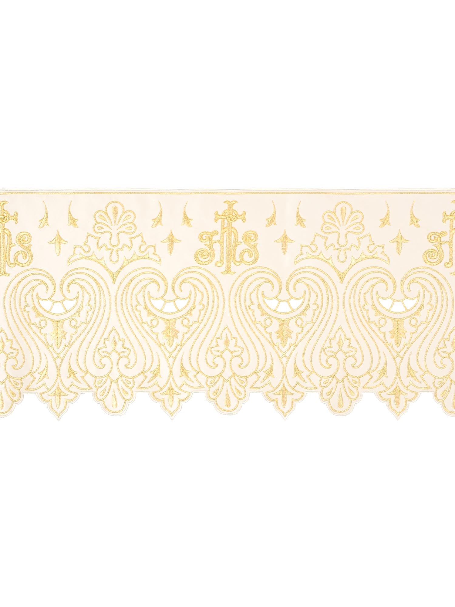 Puntilla de altar con bordado IHS - marfil KOM/031/05 24cm 3,5m - CASULLAS.ES