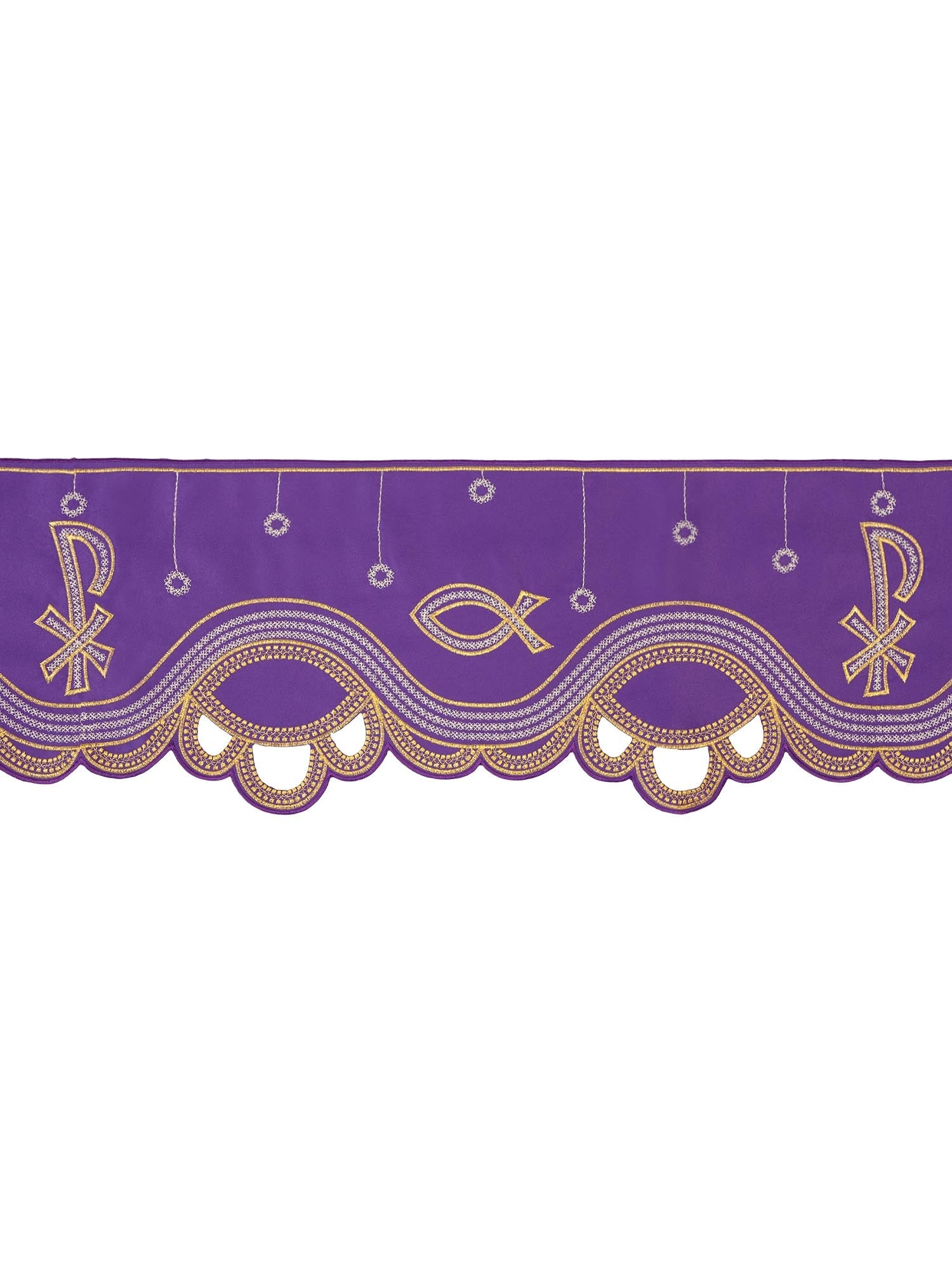 Puntilla de altar con bordado PAX - morado KOM/036/03 20cm 3,5m - CASULLAS.ES