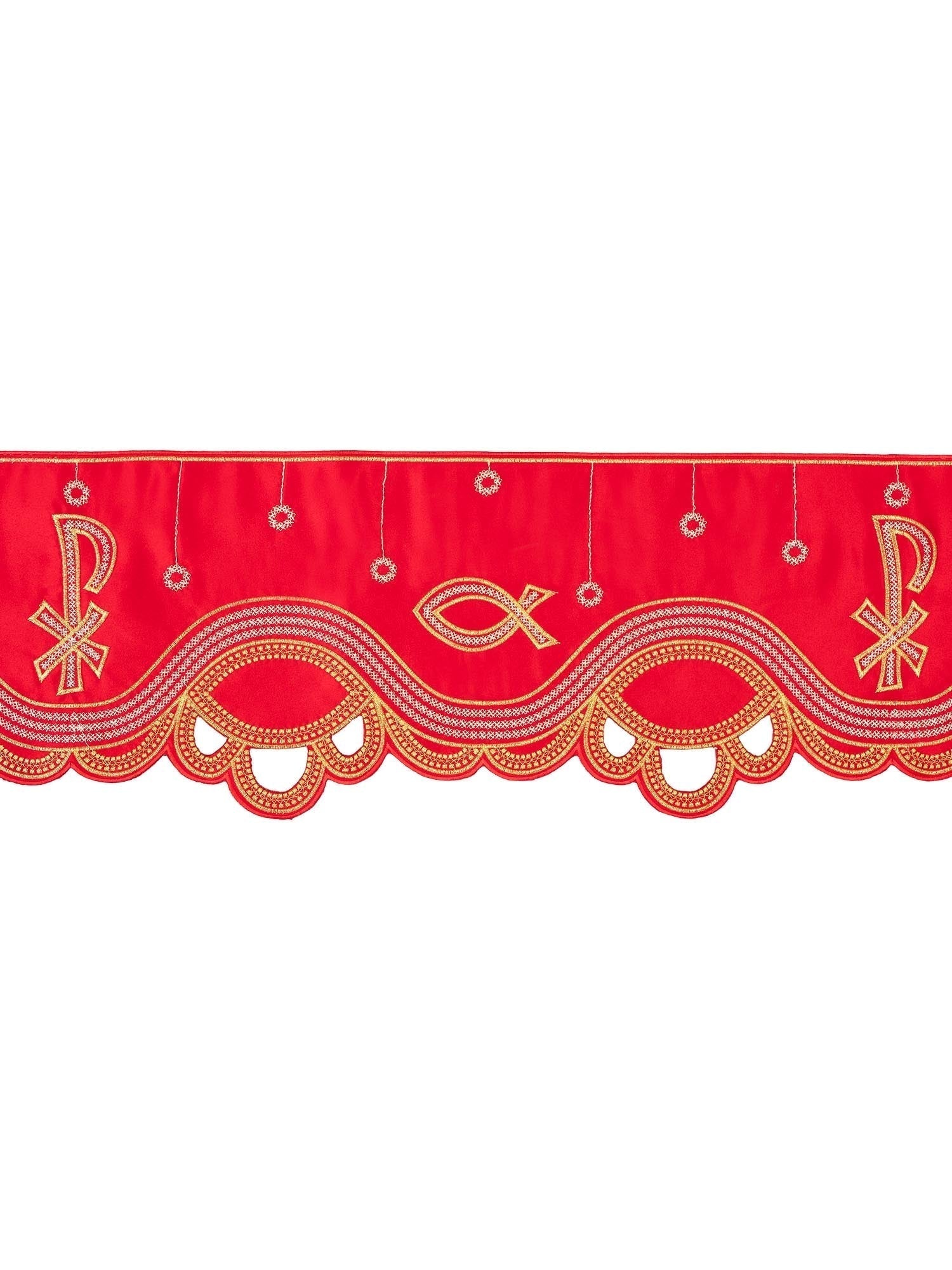 Puntilla de altar con bordado PAX - rojo KOM/036/02 20cm 3,5m - CASULLAS.ES