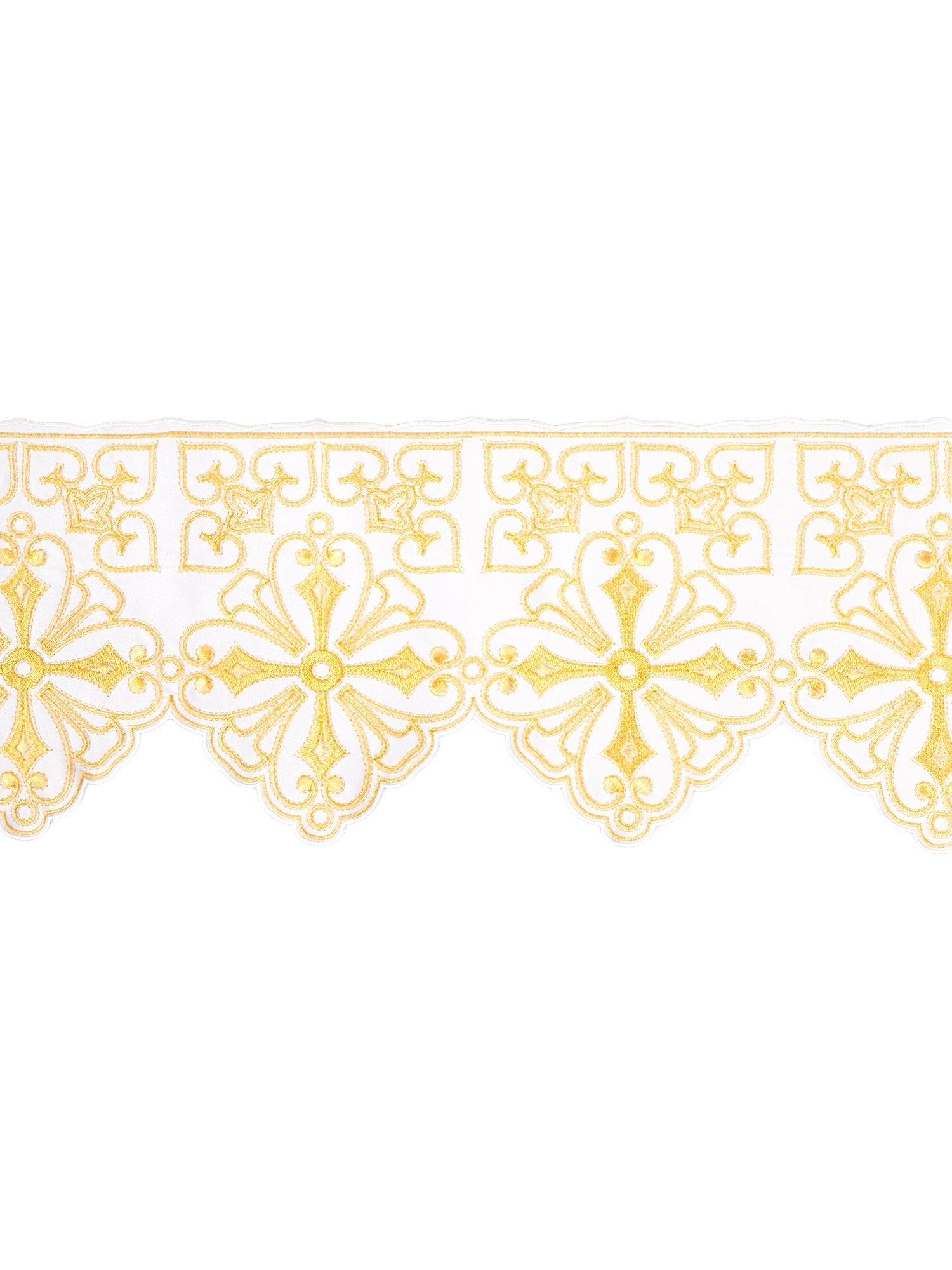 Puntilla de altar con bordado Rosetón - blanco KOM/038/04 22cm 3,5m - CASULLAS.ES