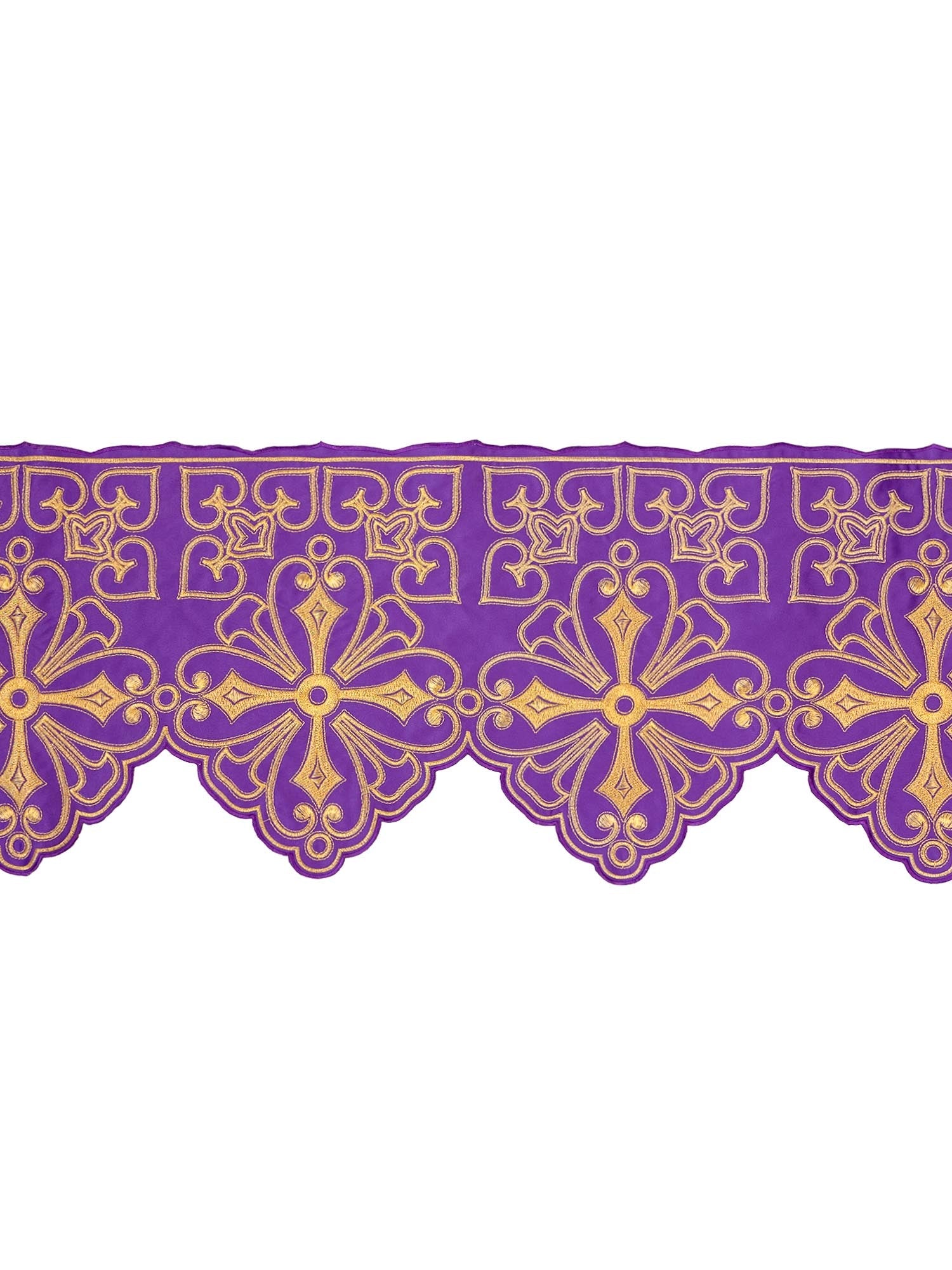 Puntilla de altar con bordado Rosetón - morado KOM/038/03 22cm 3,5m - CASULLAS.ES