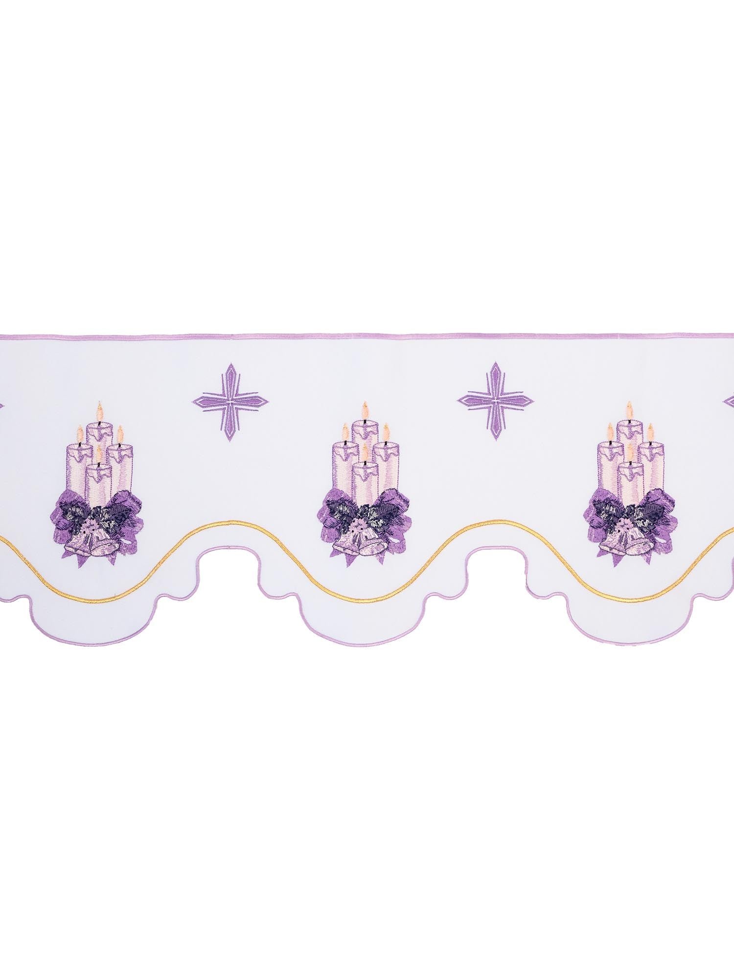 Puntilla de altar con bordado Velas de Adviento - blanco KOM/097/04 23cm 3,5m - CASULLAS.ES