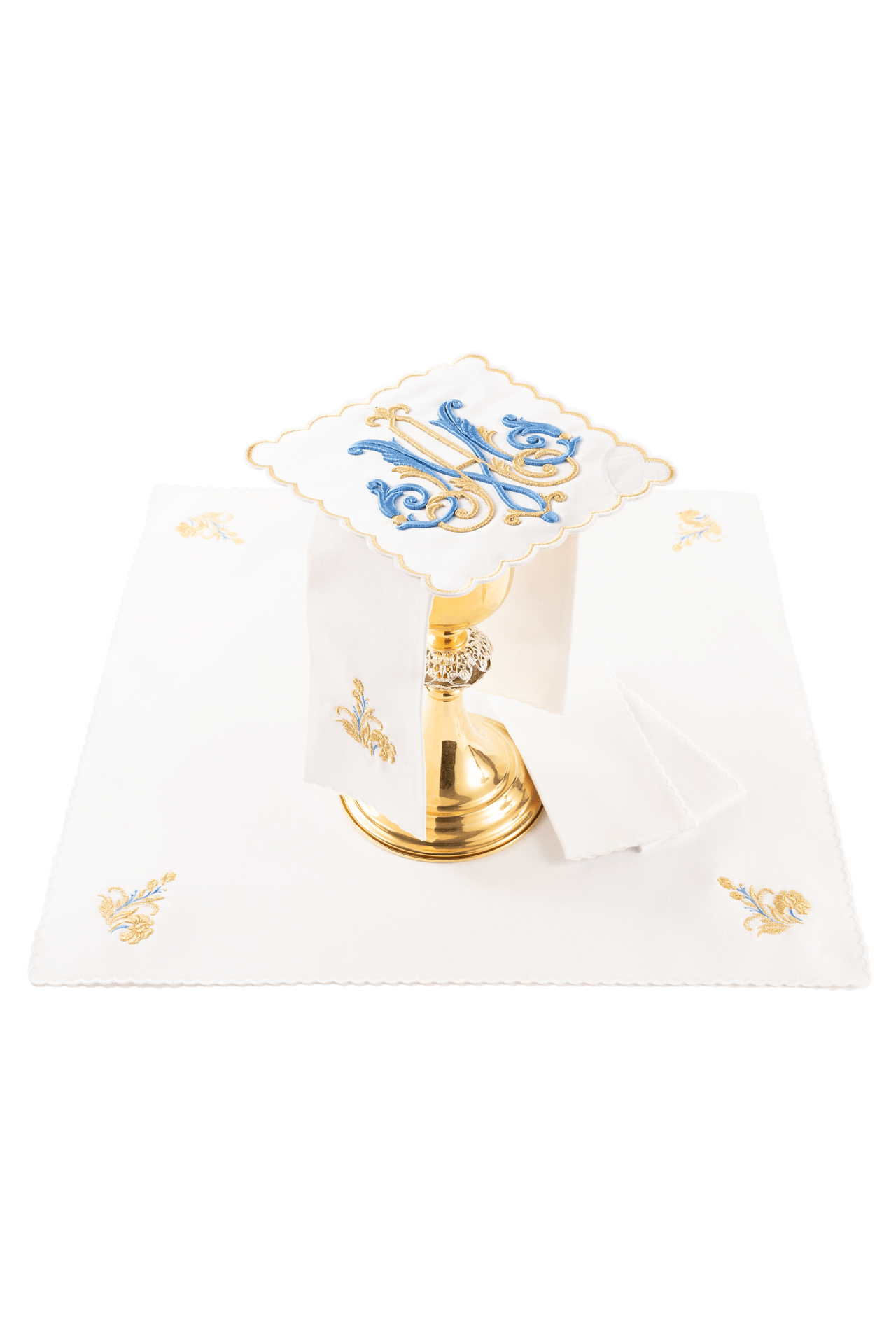 Servicio de altar litúrgico con motivo mariano bordado KDT/5043/04 BIAŁY - CASULLAS.ES