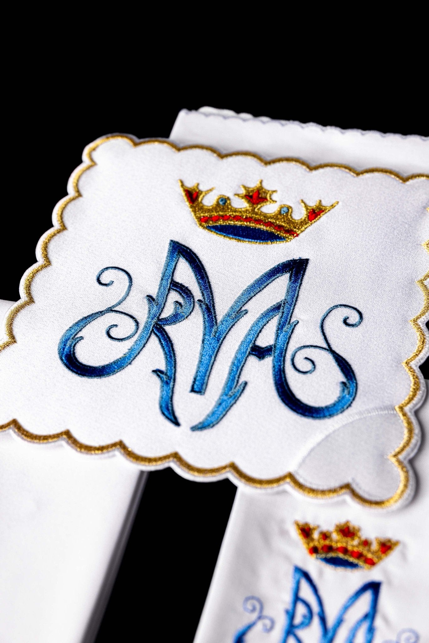 Servicio de altar mariano bordado azul KK/003/C1 - CASULLAS.ES