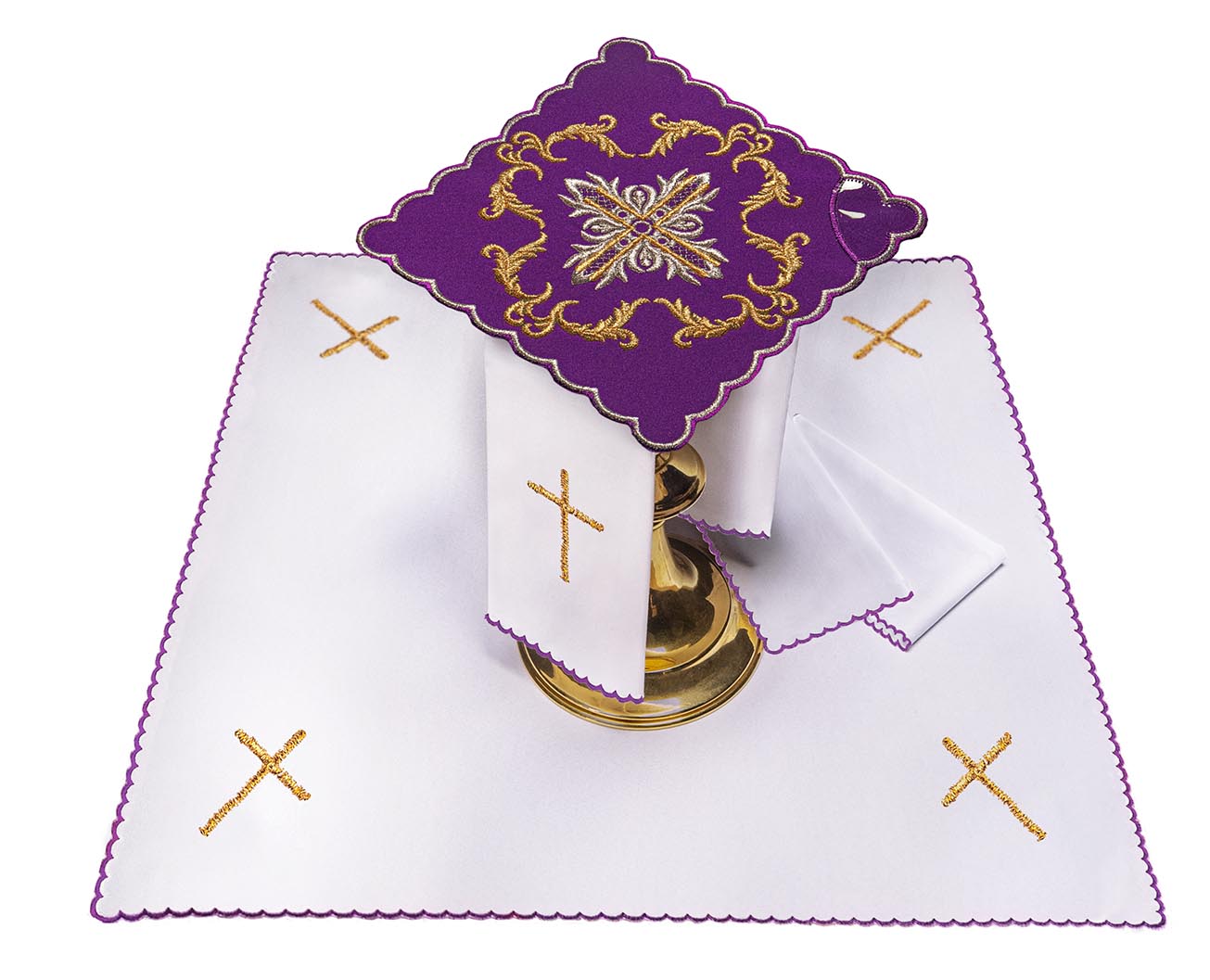 Servicio de altar morado con cruz bordada KK/151/03 - CASULLAS.ES