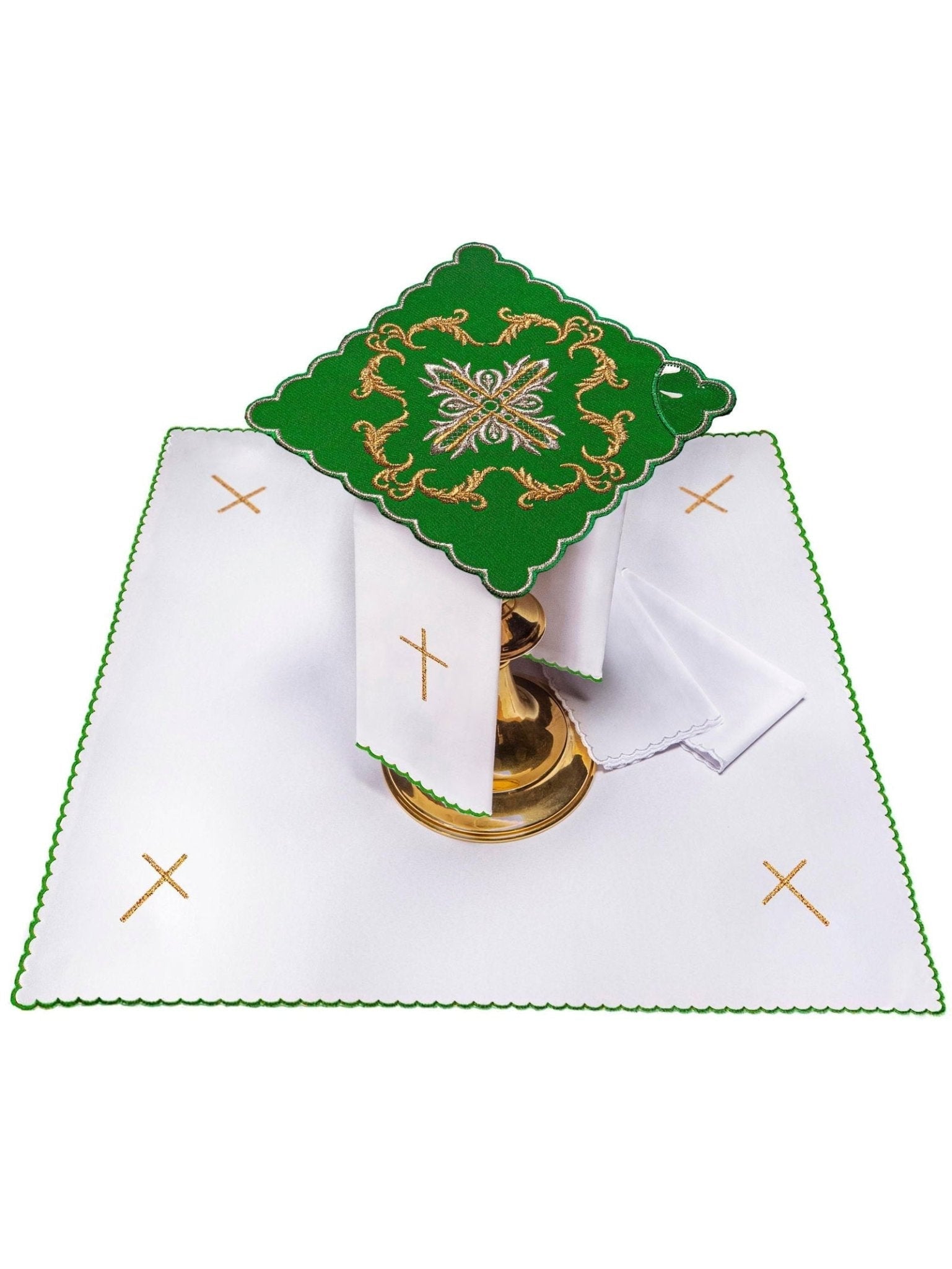 Servicio de altar verde con cruz bordada KK/151/01 - CASULLAS.ES