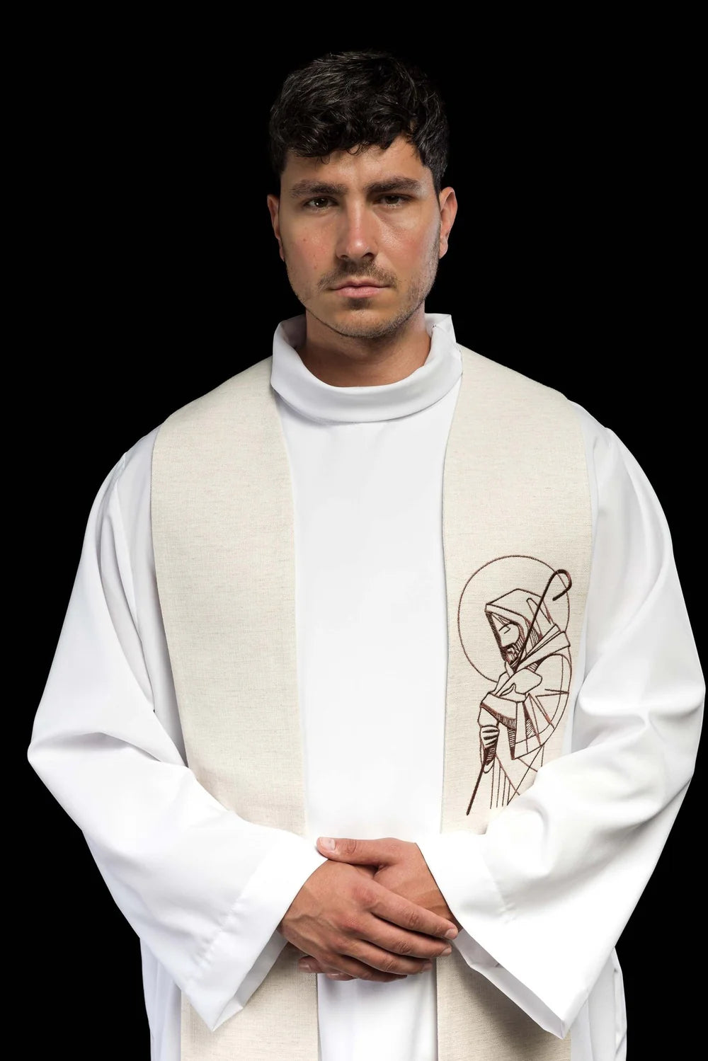 Estola bordada “Jesús el Buen Pastor” ecru