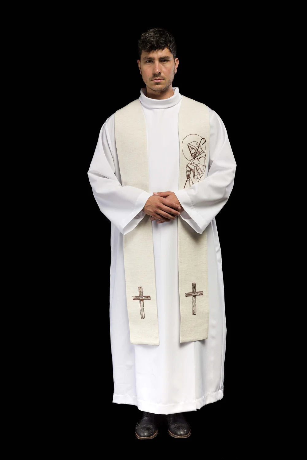 Estola bordada “Jesús el Buen Pastor” ecru