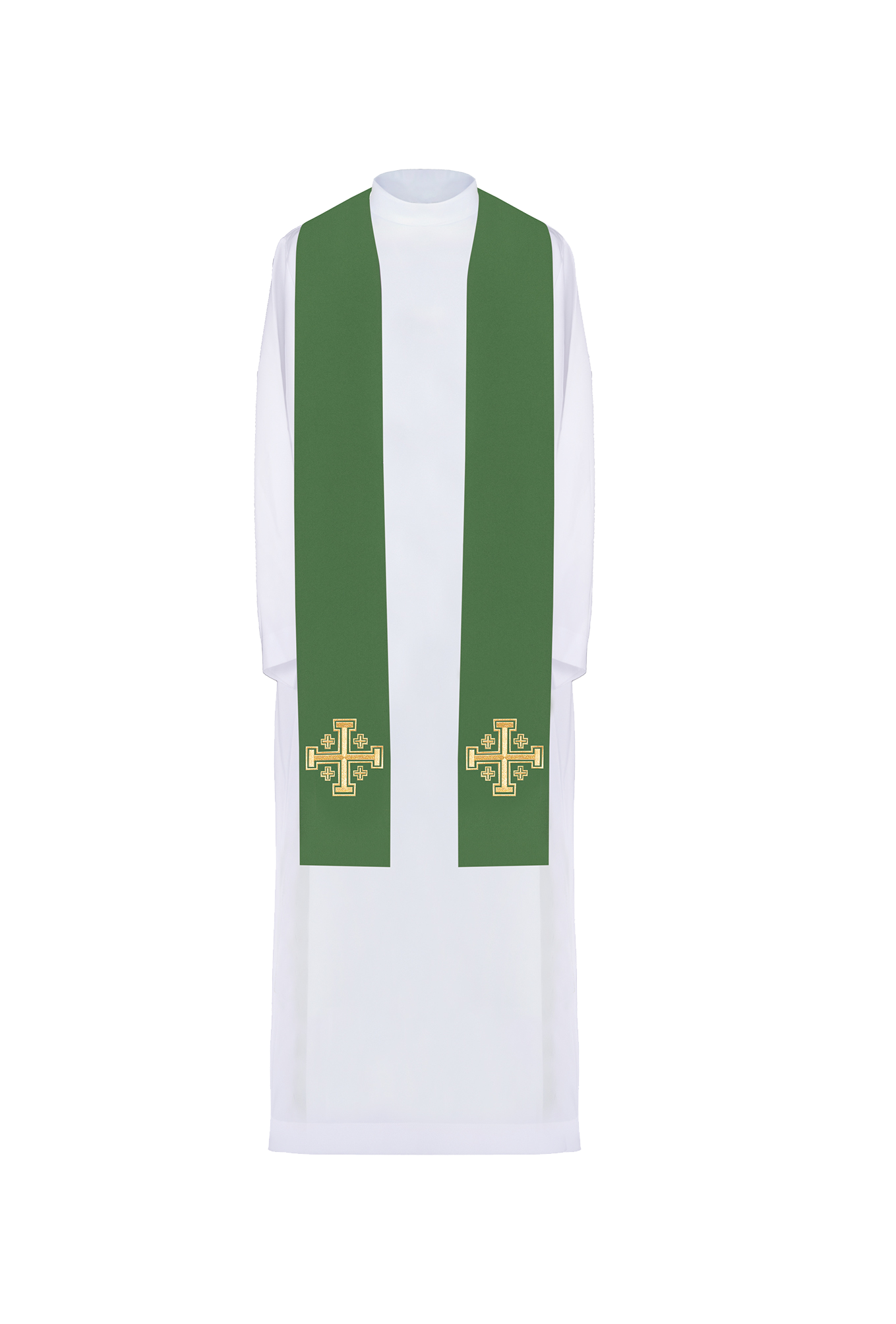 Estola verde con bordado Cruz de Jerusalén