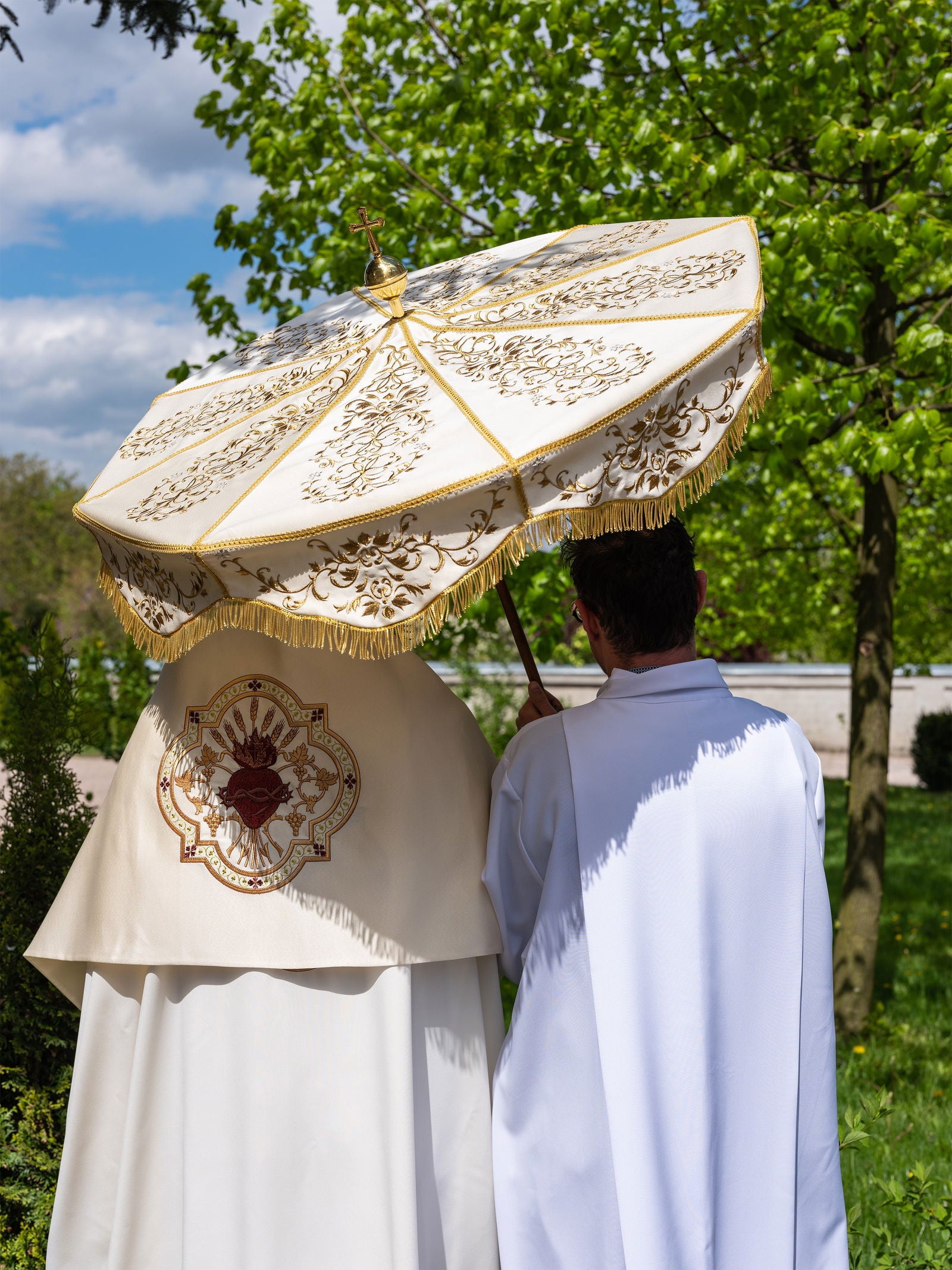 Paño De Hombros litúrgico Sagrado Corazón de Jesús ecru